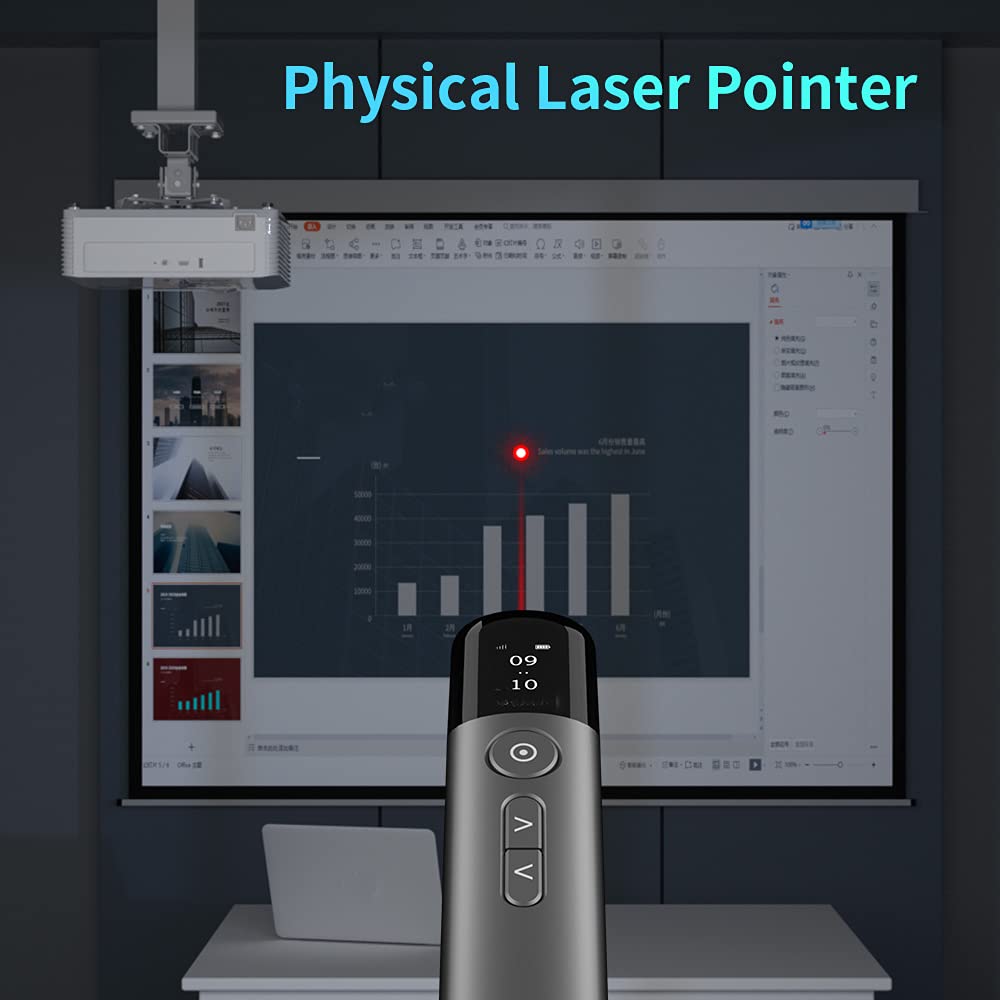 ASiNG Wireless Presenter Remote with Green Laser Pointer - USB & Bluetooth PowerPoint Clicker for Mac, iPad, Laptop - Presentation Slide Advancer for Teachers, Business Meetings & Online Classes