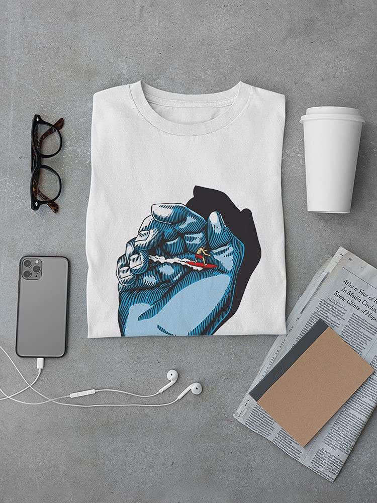 Hand Surfer Art Graphic T-Shirt for Men - Cool Surfing Style Casual Wear for Beach, Skateboarding & Street Fashion
