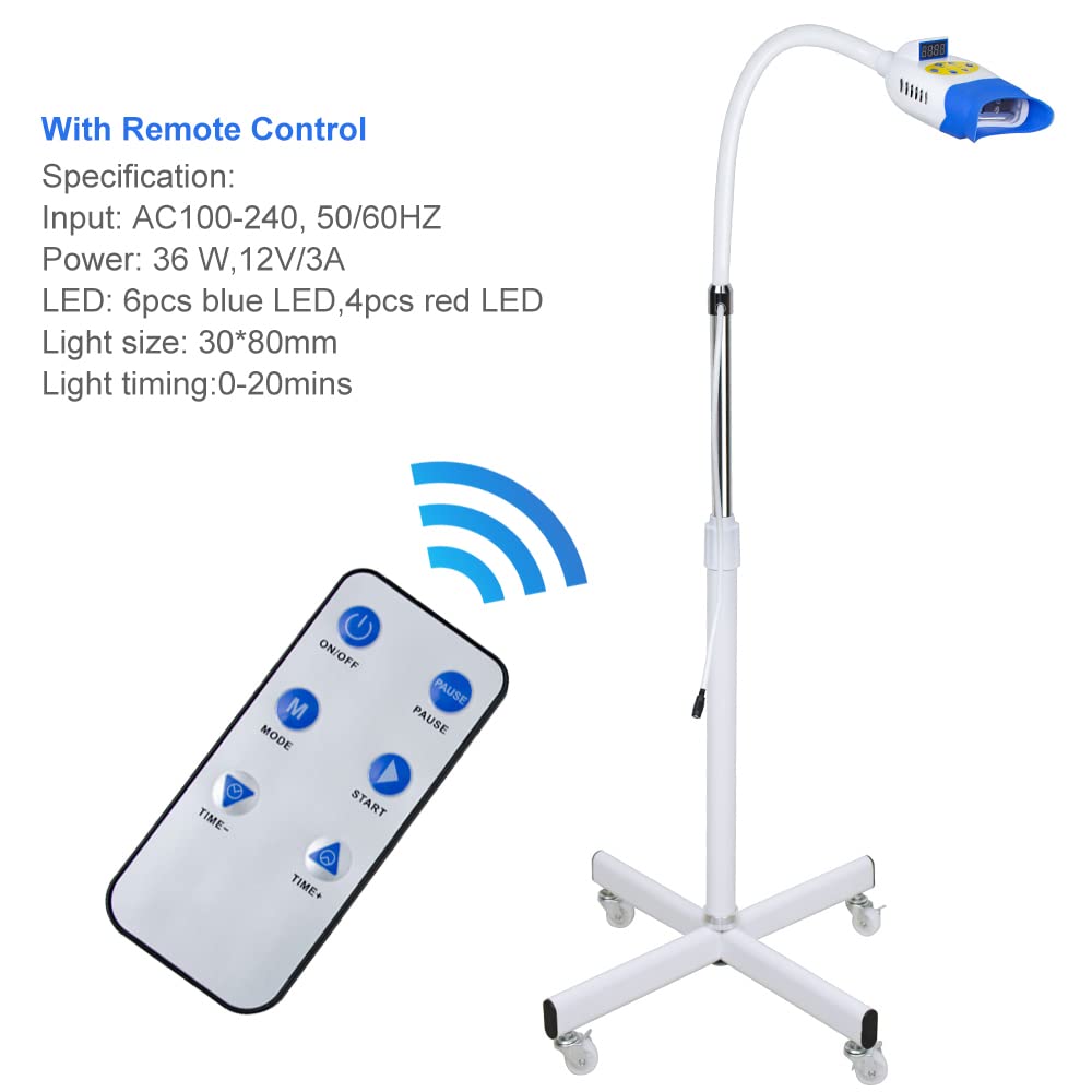 Professional Teeth Whitening Kit with LED Light - 36W Teeth Bleaching Machine, 3 Color Modes & Remote Control - Includes 10 LED Lights & Timer - Perfect for At-Home Teeth Whitening & Dental Care