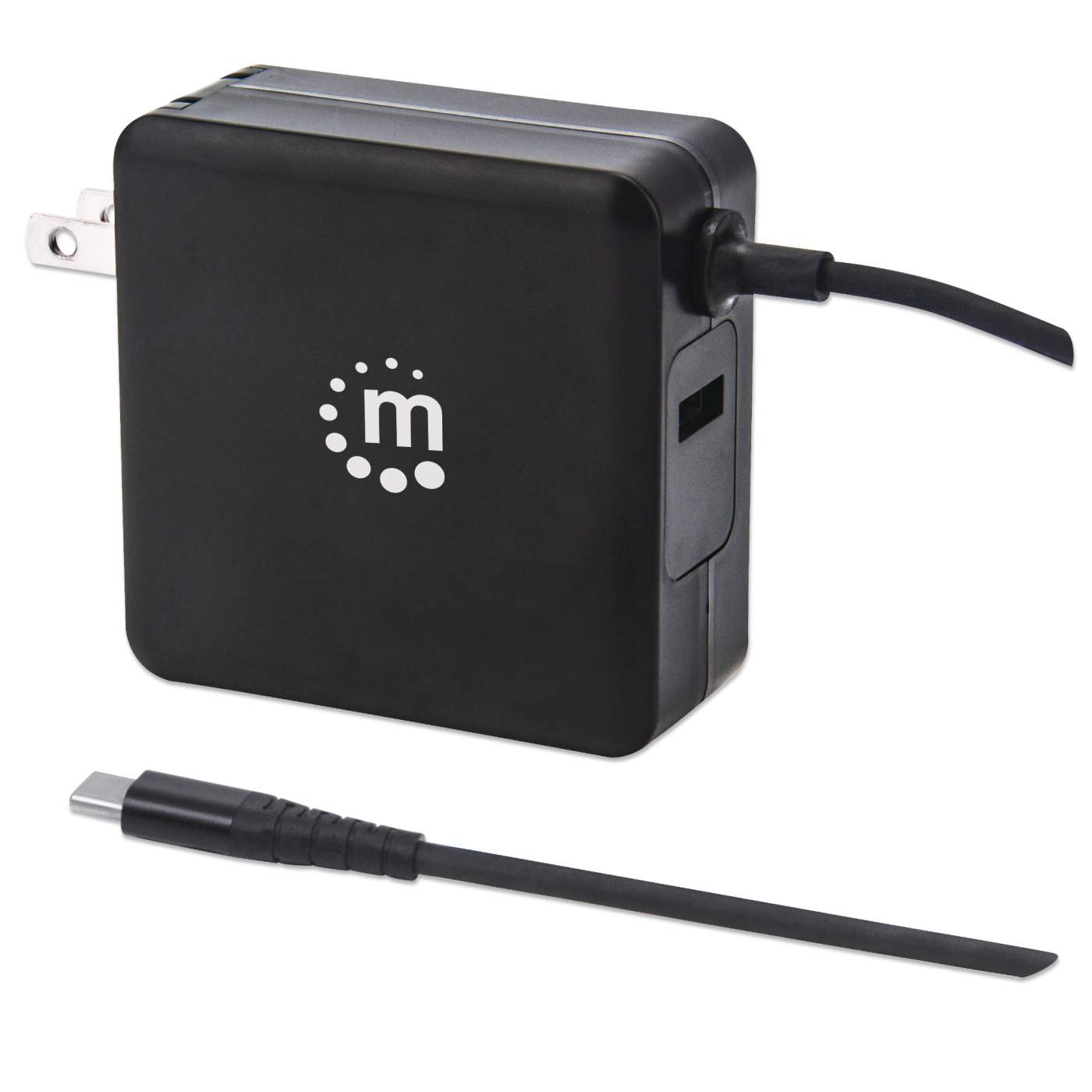 60W USB C Wall Charger with Built-in Cable - Fast PD Charging for iPhone, MacBook, Samsung & More | Home, Office & Travel Use