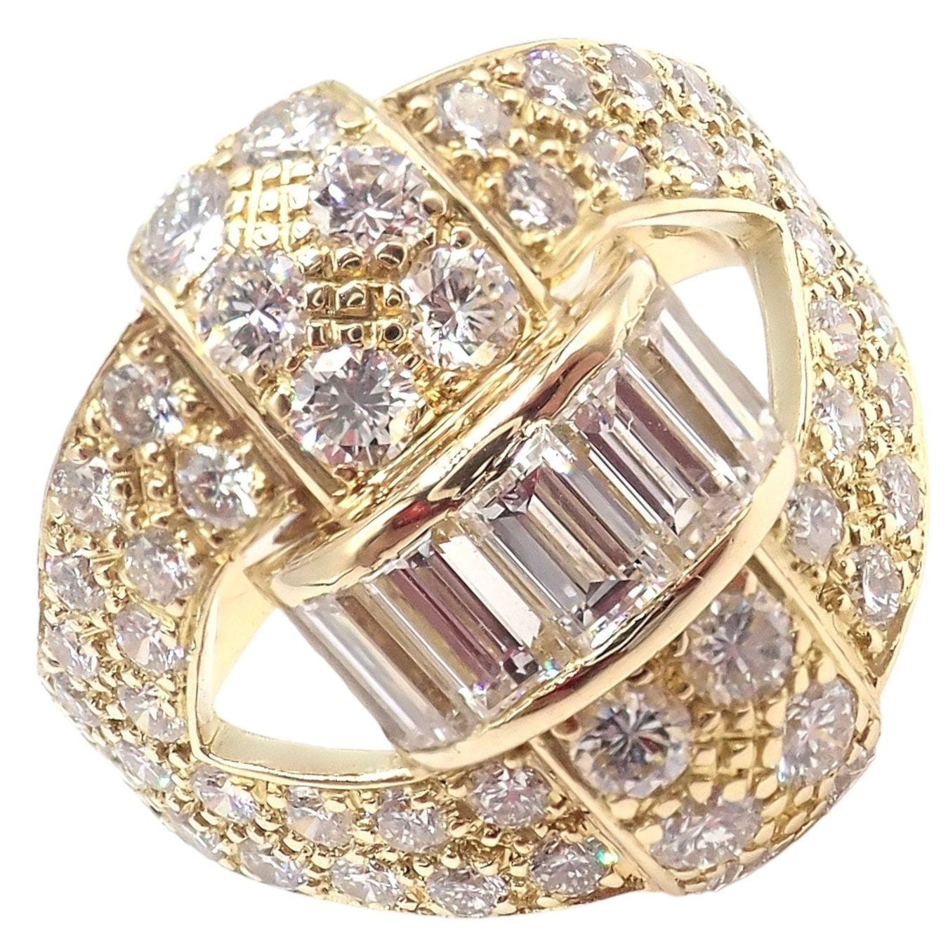 Authentic Piaget 18K Yellow Gold 3 Carat Diamond Cocktail Ring for Women - Luxury Vintage Jewelry for Parties, Weddings & Special Occasions