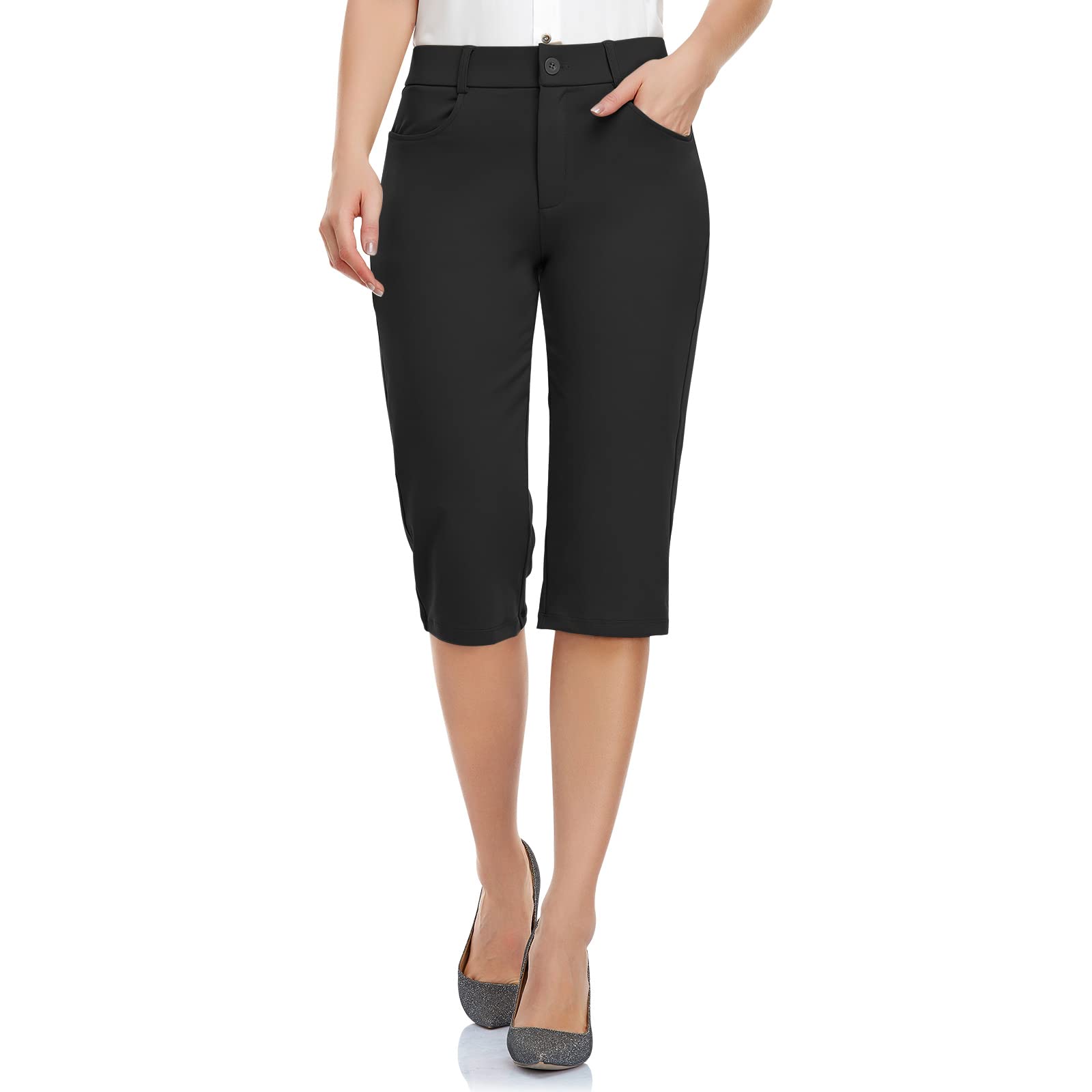 HISKYWIN Women's Stretchy Yoga Dress Pants - Straight Leg & Bootcut Office Slacks with Pockets for Business Casual, Petite Sizes - Perfect for Work, Yoga & Everyday Comfort