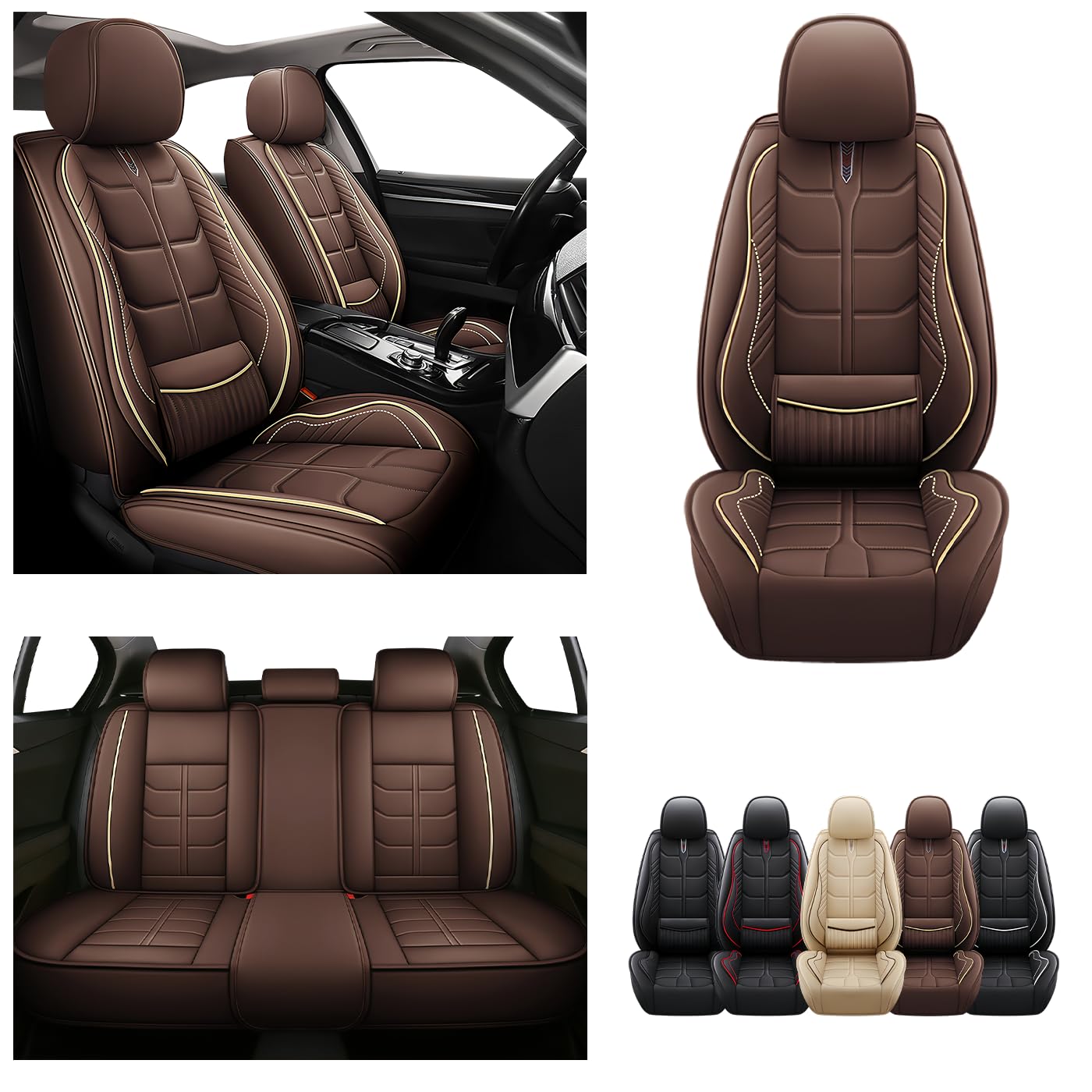 2004-2011 Dodge Ram 2500 Custom Fit Leather Seat Covers - 5-Piece Full Set (Front & Rear) | Waterproof & Durable Coffee Brown Seat Protectors | Perfect for Off-Roading, Work Trucks & Family Adventures
