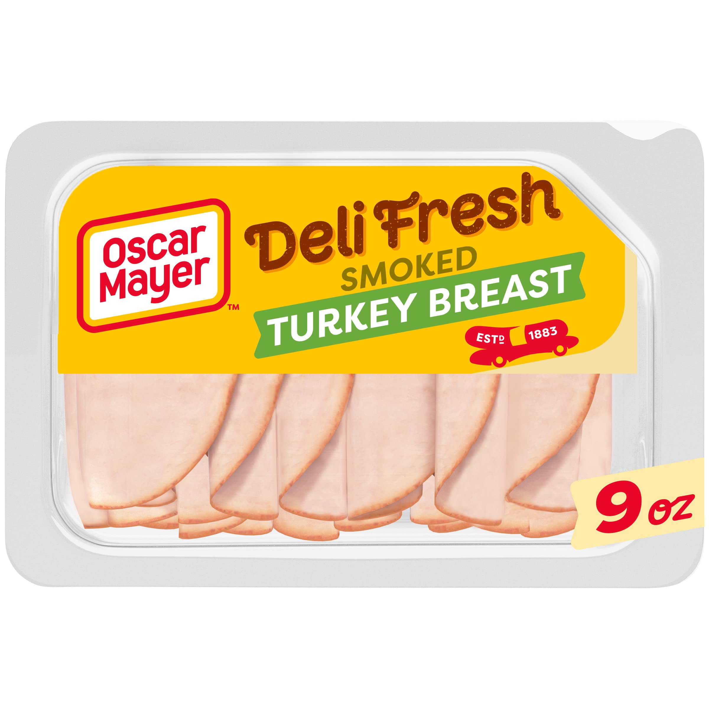 Oscar Mayer Deli Fresh Smoked Turkey Breast Sliced - 9 Oz Pre-Sliced Lunch Meat for Sandwiches, Wraps & Charcuterie Boards | Perfect for Picnics, School Lunches & Quick Meals