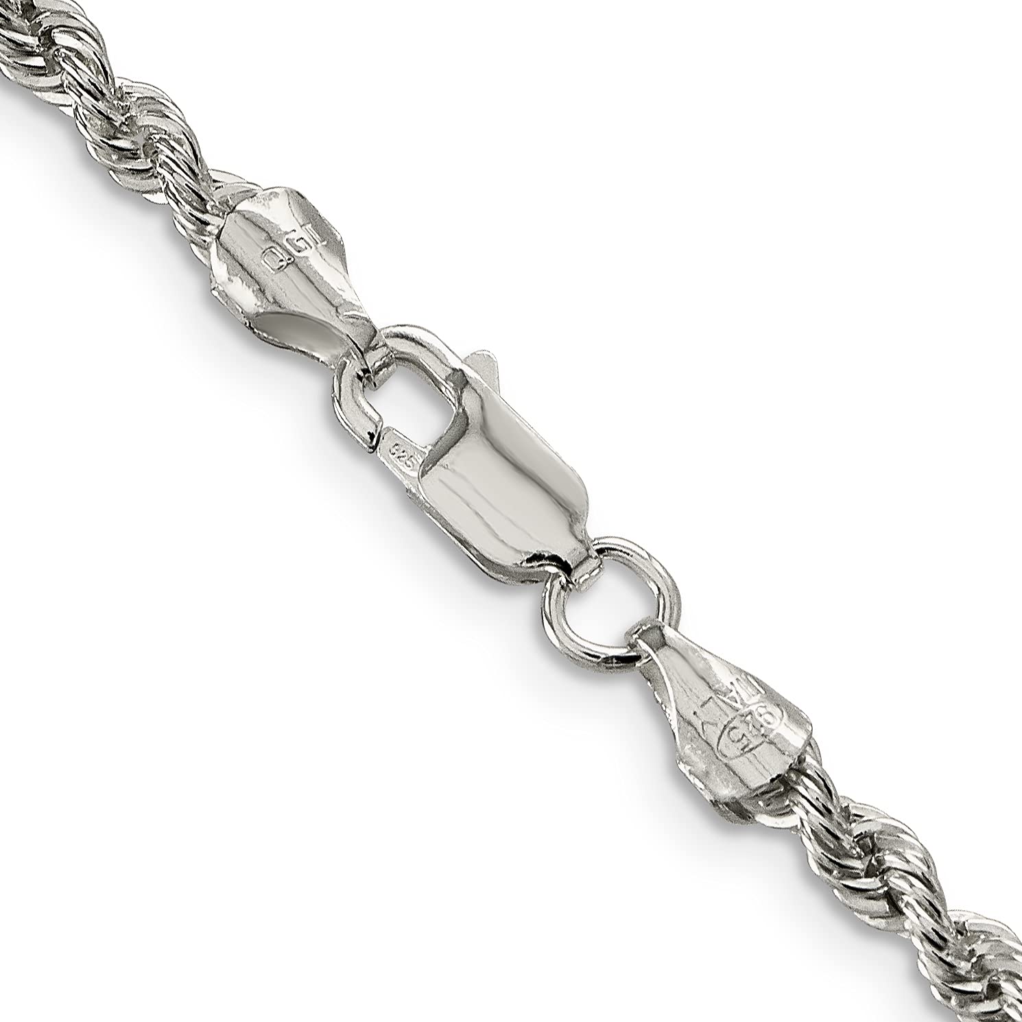 Sterling Silver 3.0mm Solid Rope Chain Necklace for Men & Women - Durable 925 Silver Jewelry for Everyday Wear, Gifts & Special Occasions