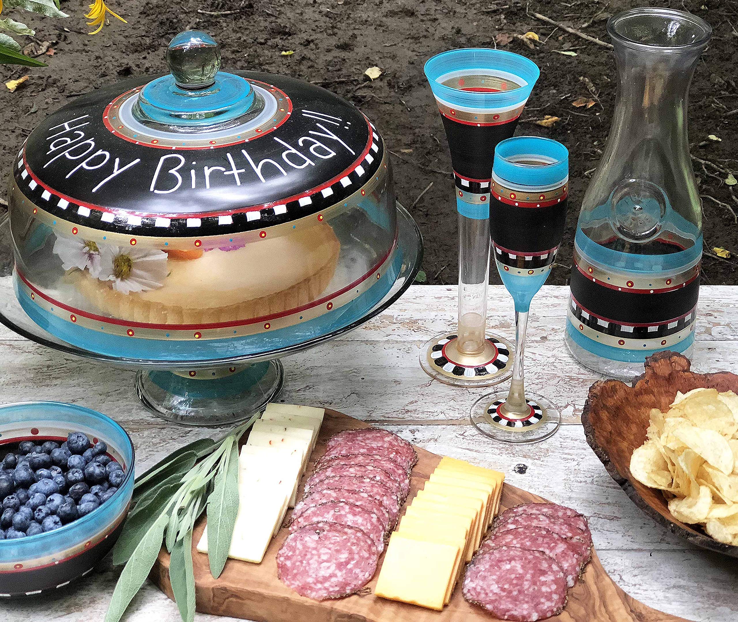 Hand Painted Moroccan Mosaic Glass Carafe - Unique Chalkboard Surface Kitchen Decor - Personalized Chalk Writing Tabletop Decoration by USA Artists | Perfect for Home Décor, Gift Giving & Entertaining