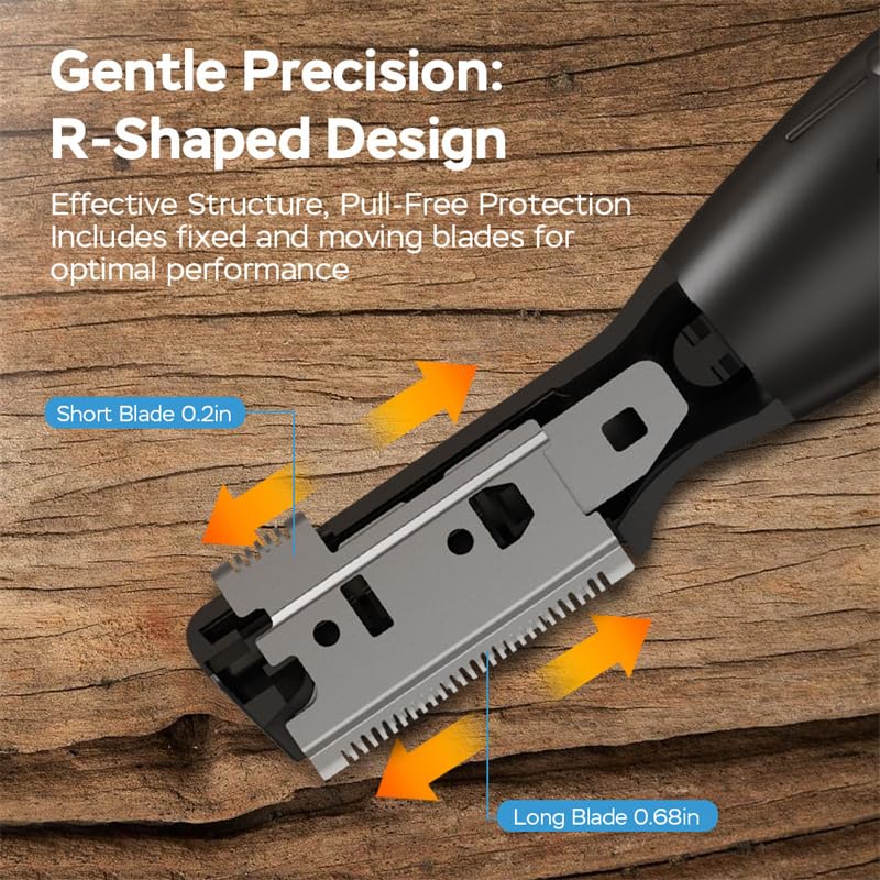 Upgraded Battery-Powered Eyebrow & Facial Hair Trimmer for Men - Precision Detailer with Rinseable Blade & Comb - Compact Painless Shaver for Travel, Grooming & Daily Use