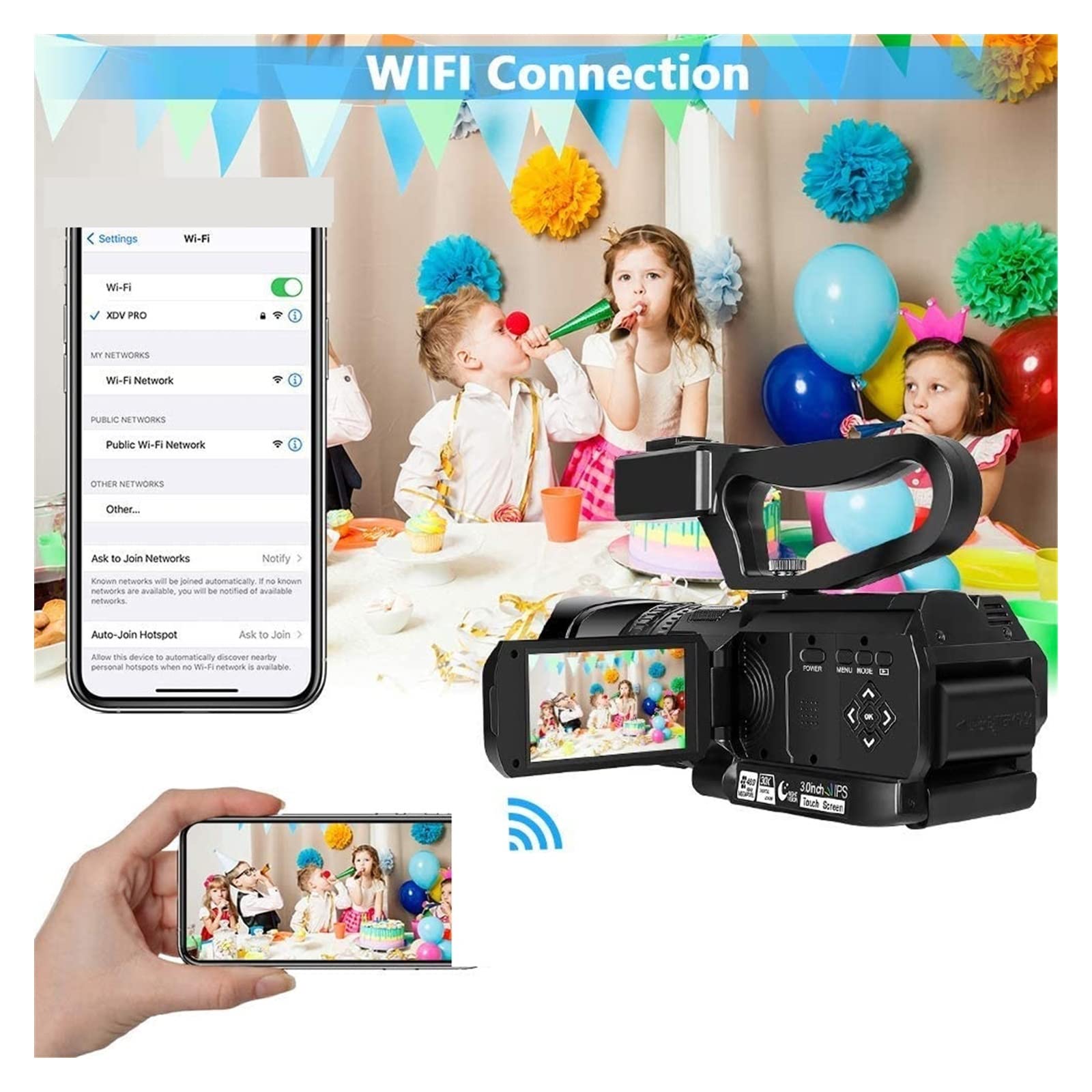 BODORME 64MP 4K Digital Camera with Auto Focus - Perfect for Vlogging, Live Streaming & Photography (32G SD Card & MIC Light Included)