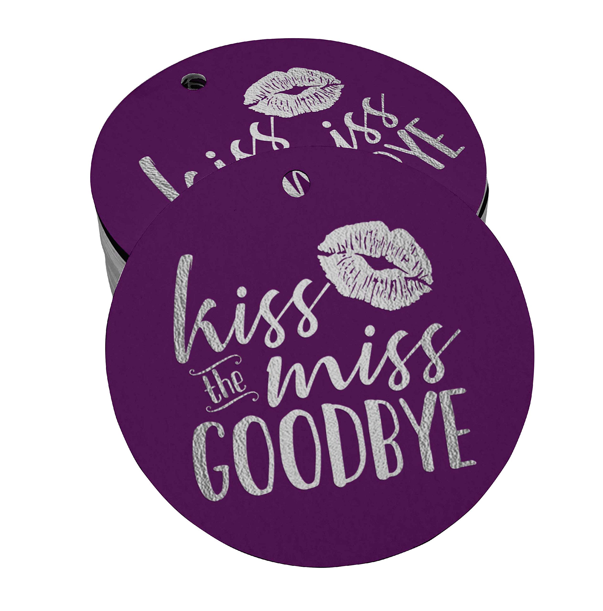 50pcs Real Silver Foil 'Kiss The Miss Goodbye' Bridal Shower Favor Tags - Elegant Hanging Paper Tags for Wedding Decorations & Party Favors