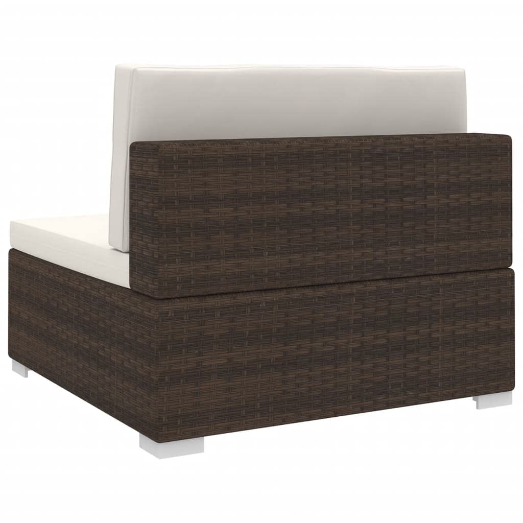 vidaXL Brown Outdoor Sectional Sofa with Cushions - Poly Rattan Patio Furniture for Garden, Poolside & Backyard Relaxation