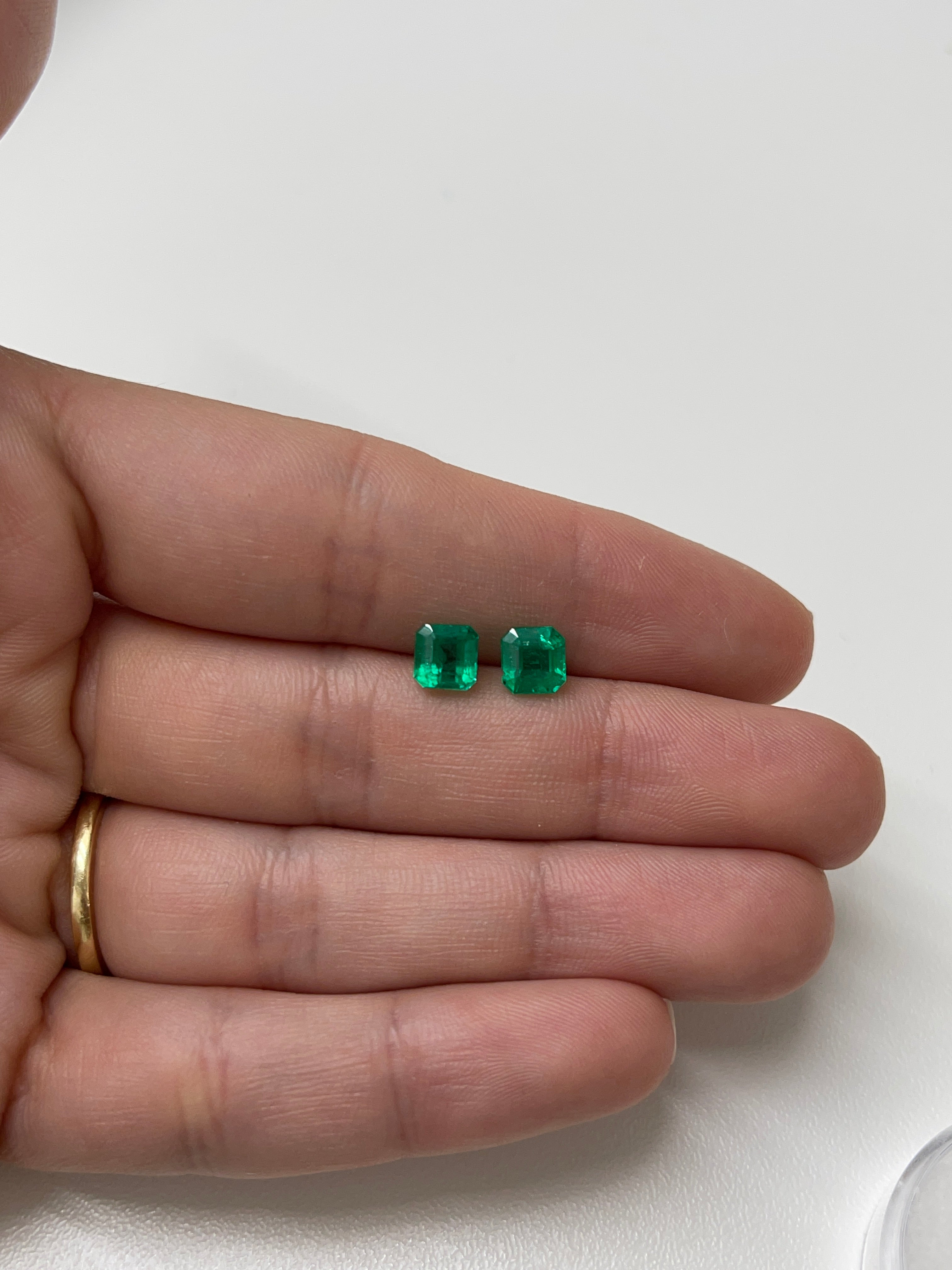 2.19tcw 6x6mm AAA Matching Muzo Green Loose Colombian Emeralds - Asscher Cut Gemstones for Jewelry Making, Engagement Rings & Luxury Gifts