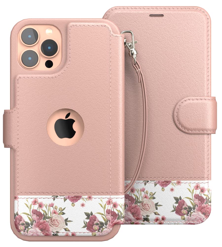**LUPA Legacy iPhone 12 Pro Max Wallet Case – Premium Faux Leather Flip Cover with Card Holder & Wrist Strap – Floral Charm Design for Men & Women – Perfect for Work, Travel & Daily Use**