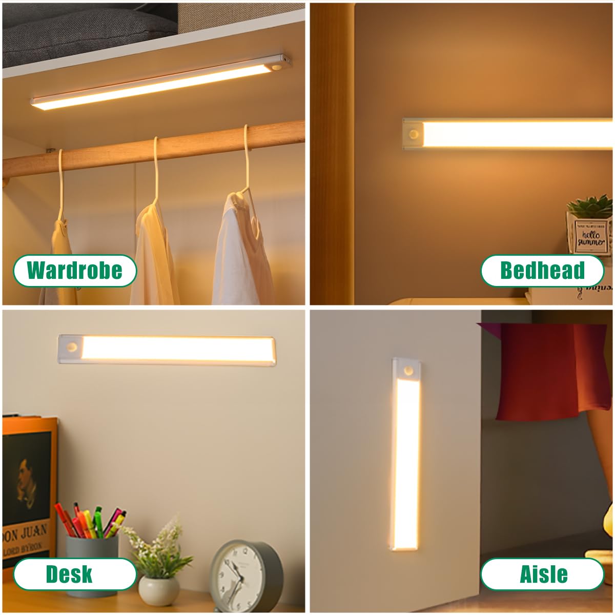 8 Pack Magnetic Under Cabinet LED Lights - Battery Powered Motion Sensor Lighting for Kitchen, Closet, Pantry, Bedroom - Perfect for Dark Spaces & Nighttime Use