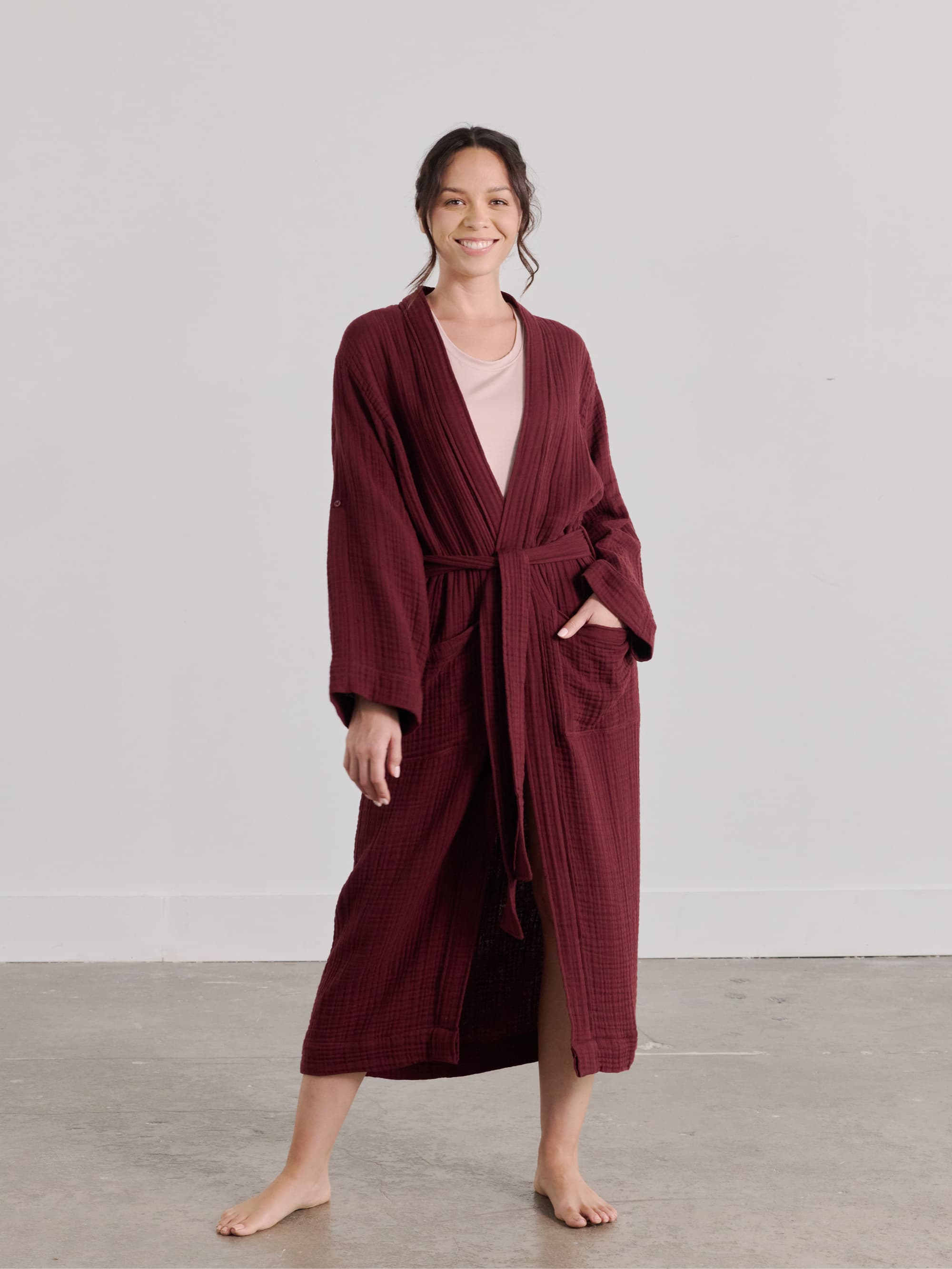 Organic Cotton Robe for Women - Soft & Breathable Bathrobe with Pockets - Perfect for Spa, Lounge & Home Relaxation