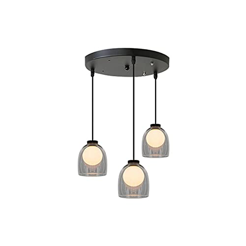 CraftThink Modern Nordic LED Pendant Light with Dome Glass Lampshade - 3-Light Hanging Fixture for Kitchen Island, Dining Room, Bedroom, Bar & Cafe Decor | Clear Glass Finish | Energy Efficient Lighting Solution