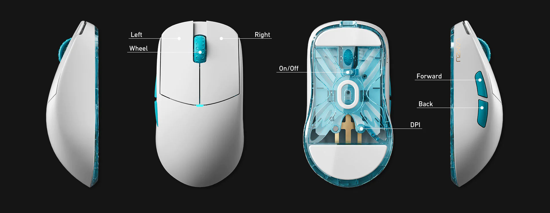 Lamzu Atlantis OG V2 Pro Wireless Gaming Mouse - 4K Compatible, Lightweight Ergonomic Design, Miami Blue Color - Perfect for FPS, MOBA & Esports Gaming