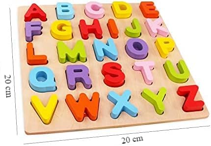 BONIRY Wooden ABC Alphabet, Number & Shape Puzzle Toys for Toddlers Ages 2-4 - Educational Learning Toys for Kids - Perfect Gift for Preschool Boys & Girls - Montessori Classroom & Homeschool Activities