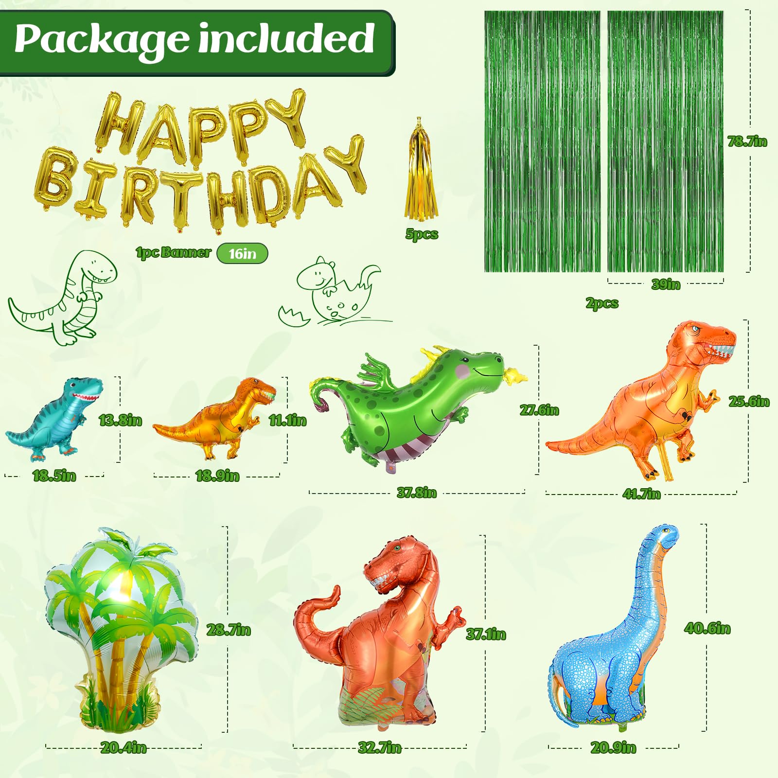 Dinosaur Birthday Party Decorations Kit - 113pcs Dino Themed Party Supplies with Balloons, Happy Birthday Banner & Backdrop for Boys Kids Baby Shower - Perfect for Jurassic Themed Birthday Parties & Dinosaur Lover Events