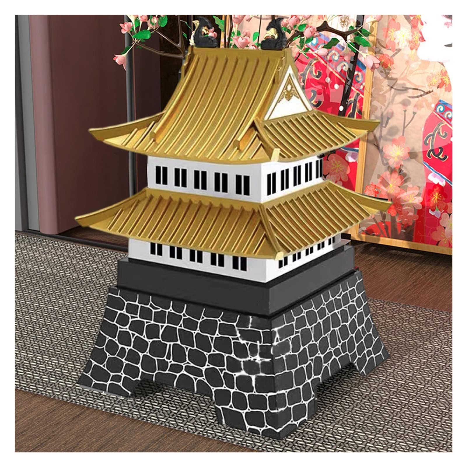 Japanese Castle Style 3-Layer Bento Box - Golden Stackable Lunch Platter for Steak, Appetizers & Meal Prep | Elegant Kitchen Serving Dish for Parties, Picnics & Asian Cuisine Presentation