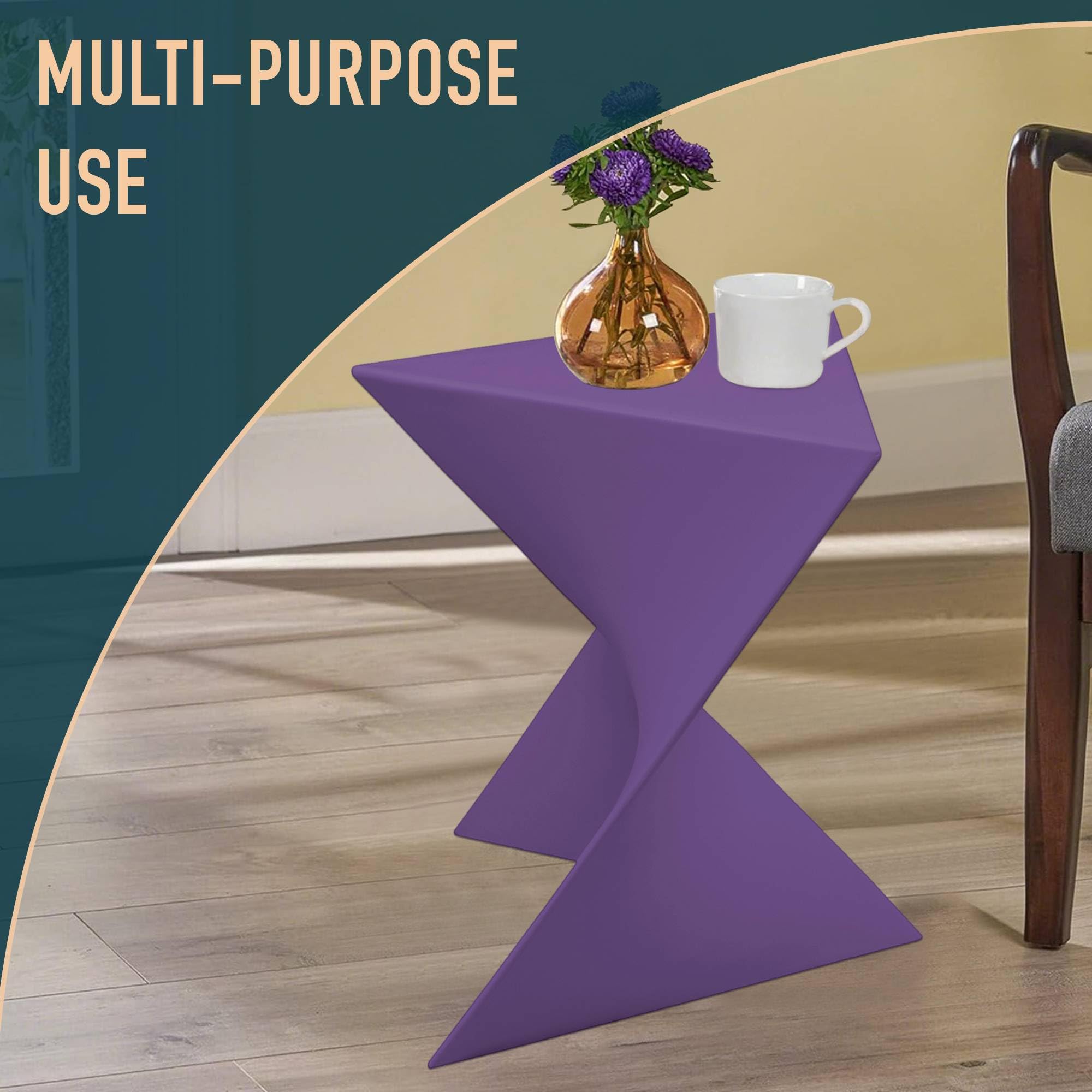 Modern Purple Accent End Table - LeisureMod Randolph Side Vanity Table for Living Room, Bedroom & Office Decor