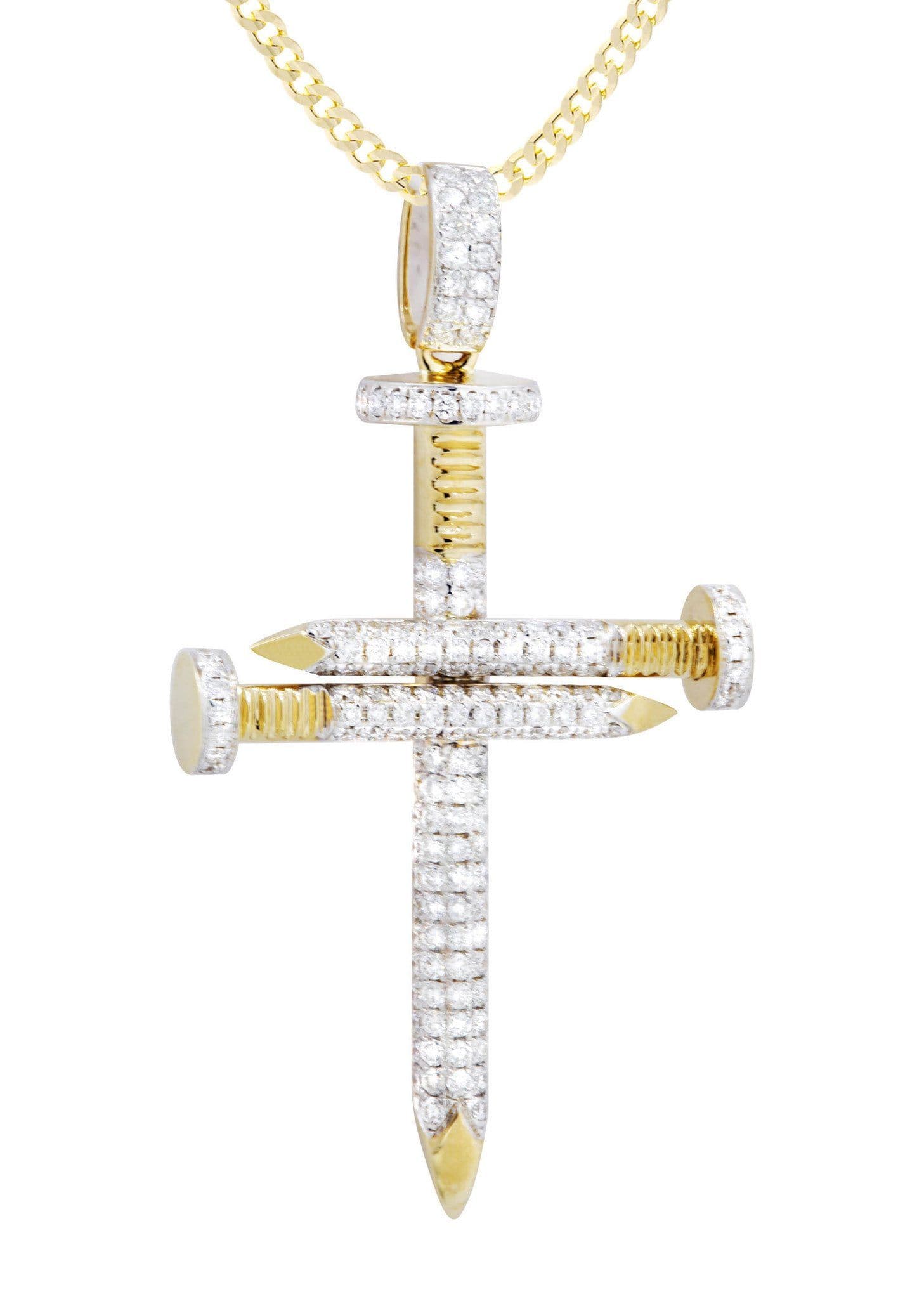 14K Yellow Gold Diamond Cross Pendant Necklace - 0.82 Carat Genuine Diamond Jewelry for Women - Perfect for Gifts, Weddings & Religious Occasions