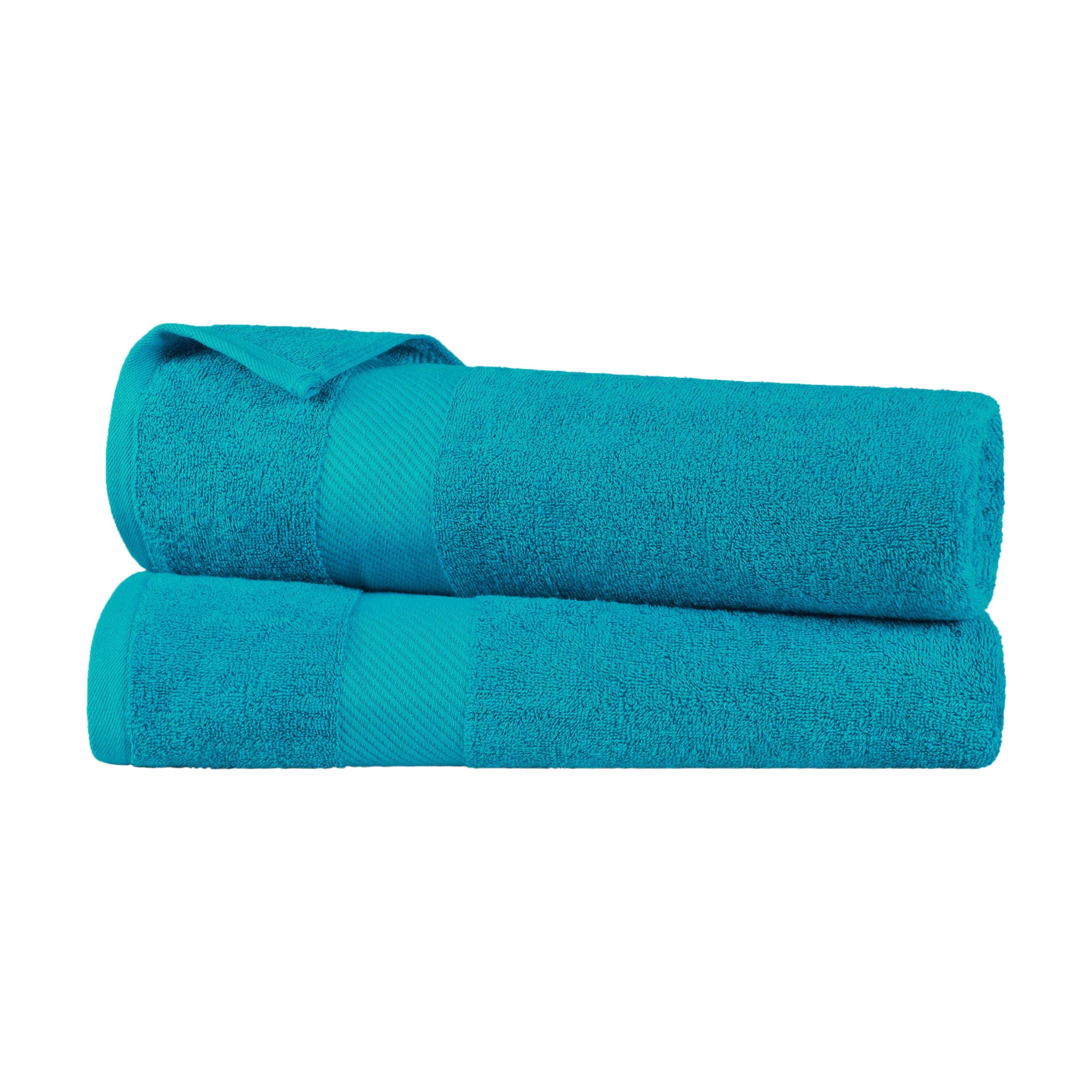 Premium Egyptian Cotton 2-Piece Bath Sheet Set with Luxury Dobby Border - Ultra Soft & Absorbent Towels for Spa, Hotel & Home Bathroom Luxury