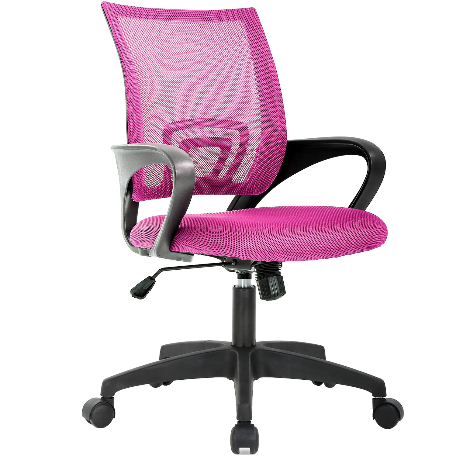 Ergonomic Office Chair with Lumbar Support - Adjustable Mesh Computer Desk Chair, Swivel Rolling Task Chair for Women & Adults (Pink) - Perfect for Home Office, Gaming & Workspaces