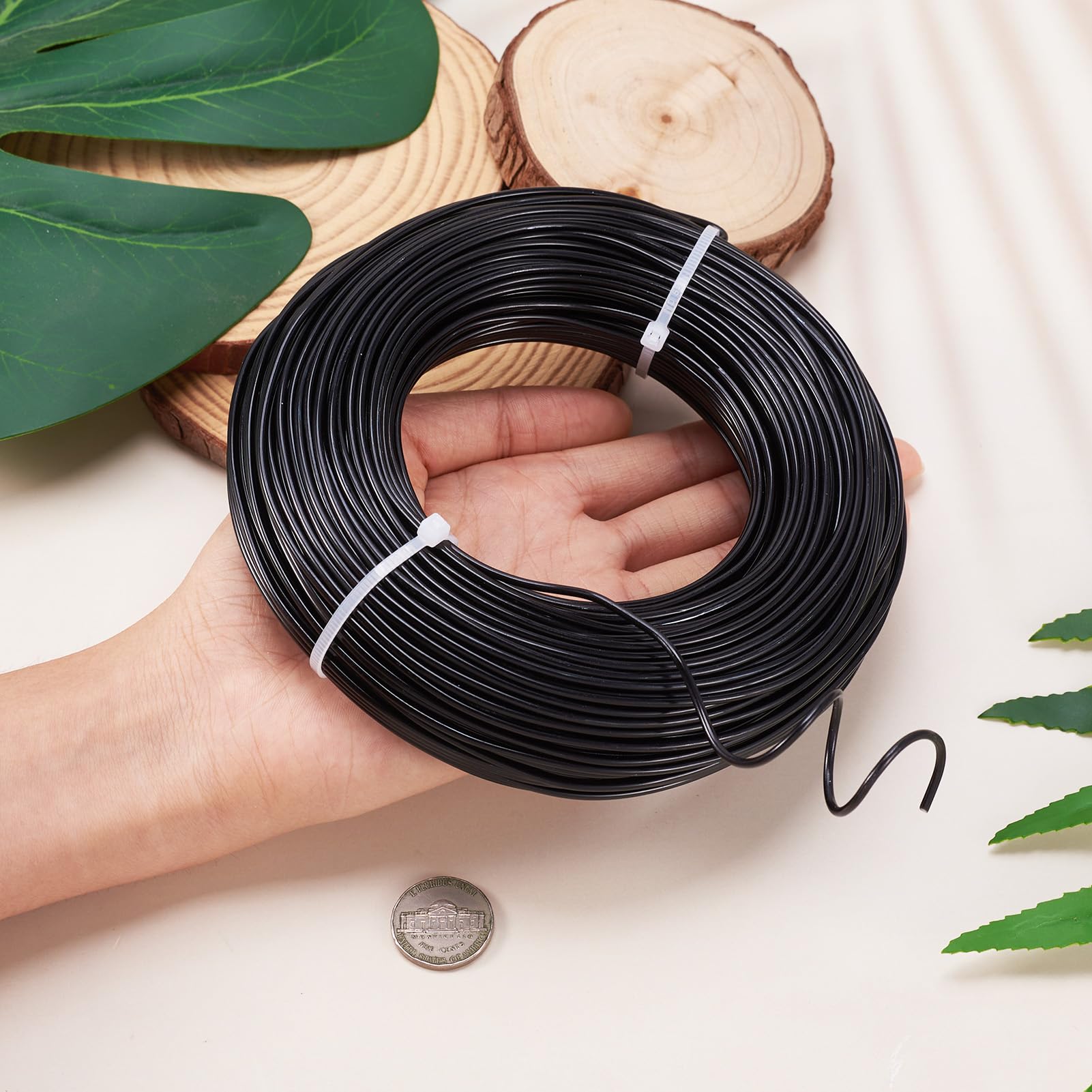 Fashewelry 12 Gauge Aluminum Wire 180 Feet Black - Bendable Metal Craft Wire for Jewelry Making, Beading, DIY Crafts, Home Decor & Art Projects