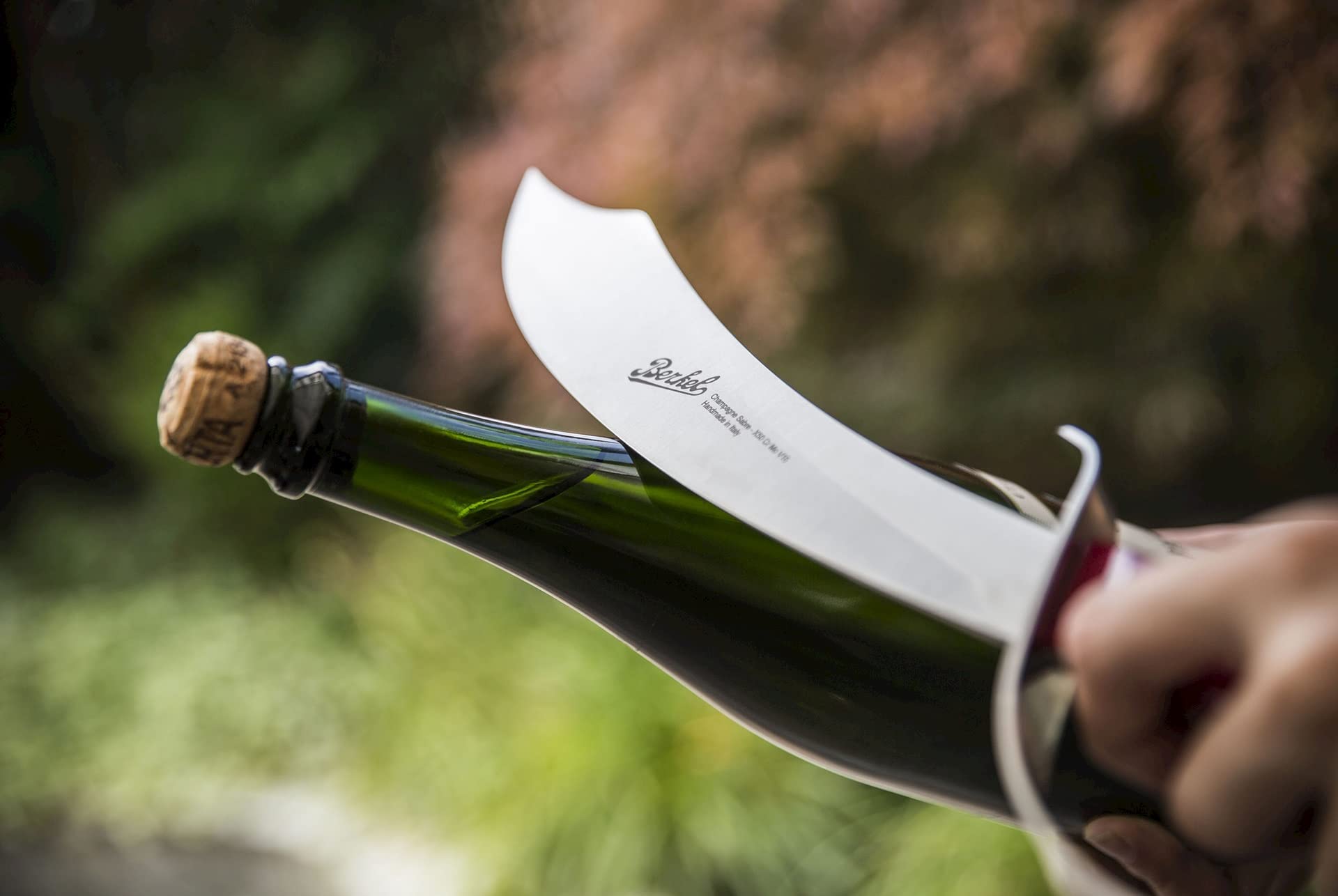 Berkel Elegance Champagne Saber - Premium Wenge Wood Saber for Opening Sparkling Wines & Champagne - Luxury Wine Accessory for Clean Bottle Cutting - Perfect for Weddings, Parties & Special Celebrations