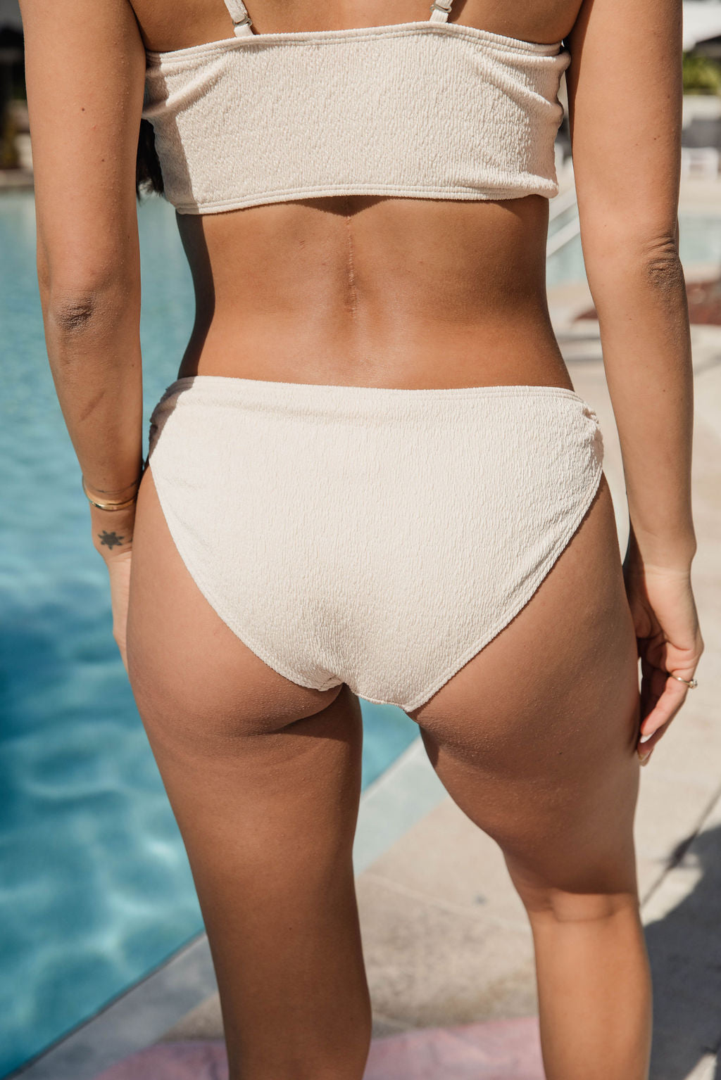 Salt and Stone Oatmeal Textured O-Ring Low Waist Bikini Bottoms - Women's Swimwear for Beach, Pool & Vacation - FINAL SALE