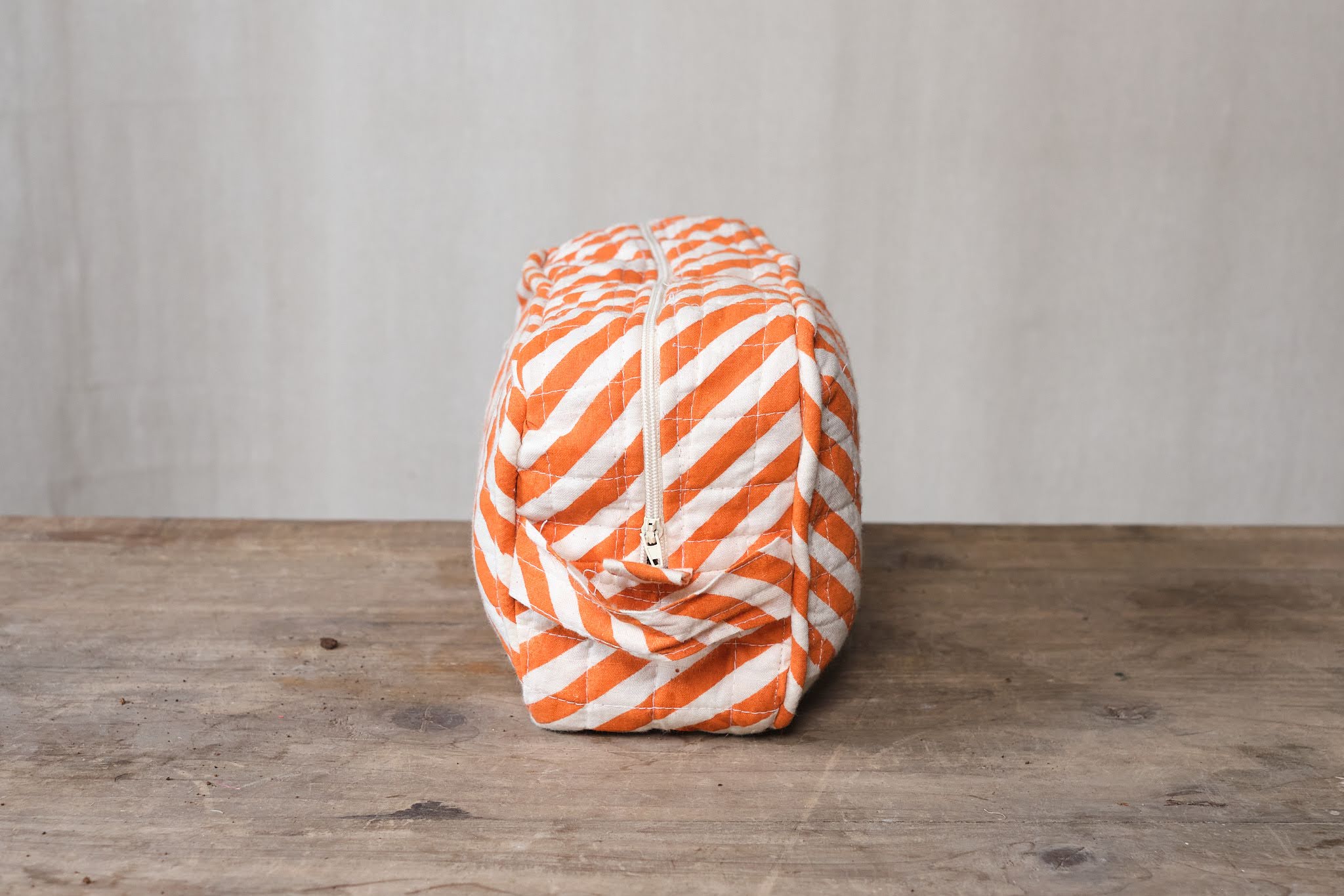 Waterproof Orange Striped Travel Wash Bag - Lightweight Cosmetic Toiletry Pouch for Women & Men | Perfect for Gym, Camping, Beach Trips & Daily Use