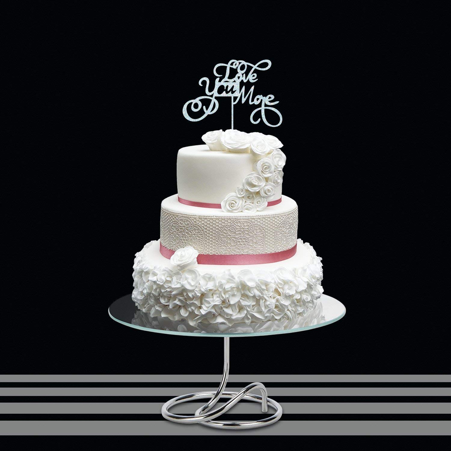 Custom Gold Glitter Wedding Cake Topper - Personalized Cake Decoration for Weddings, Anniversaries & Bridal Showers - Elegant Love Theme Cake Topper for Wedding Cakes & Dessert Tables