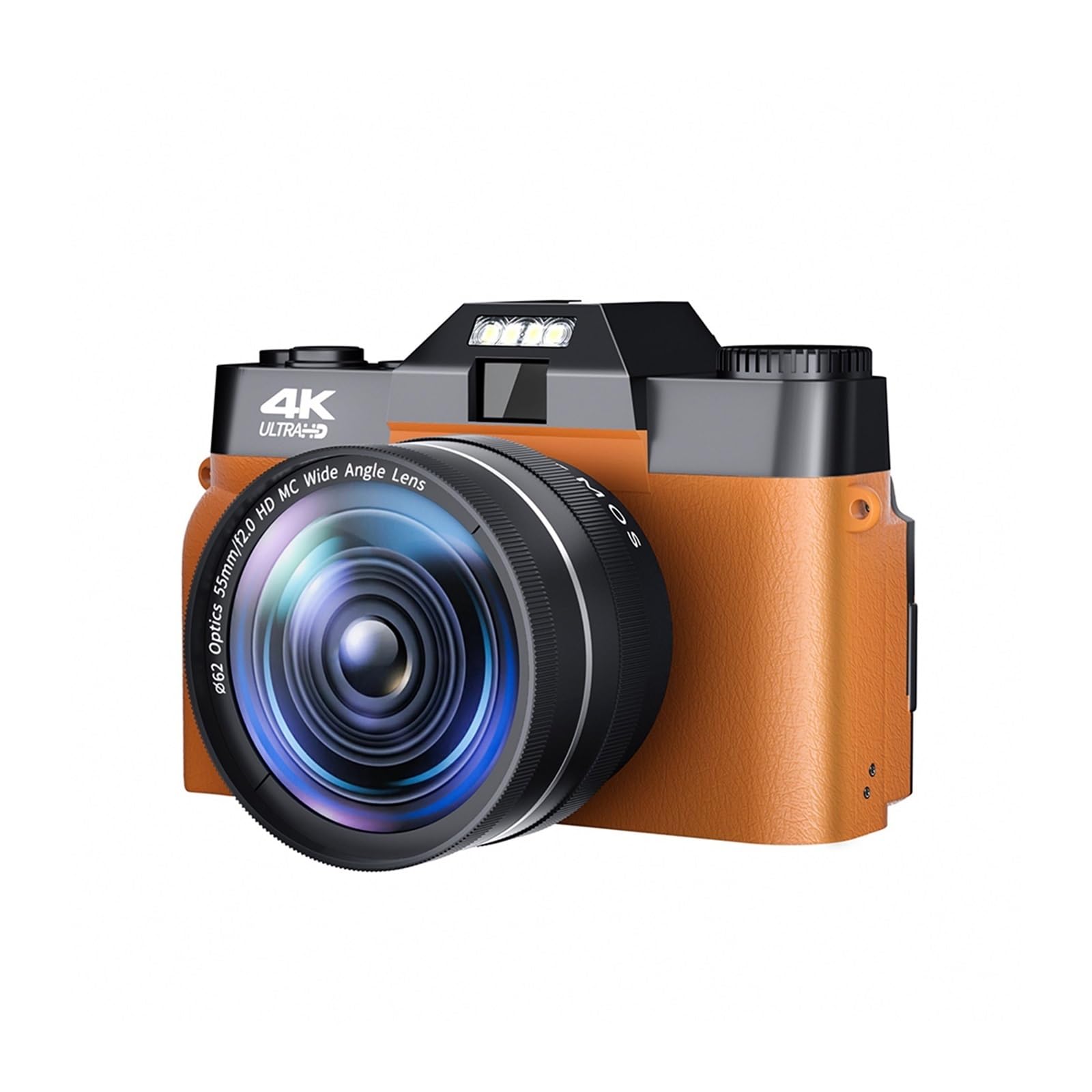 4K Vintage Digital Camera with Auto Focus & 52mm Wide Angle Lens - WiFi Compact Camcorder for Photography, Vlogging & Live Streaming (Includes 128GB TF Card, Orange) - Perfect for Travel, YouTube & Social Media Content Creation