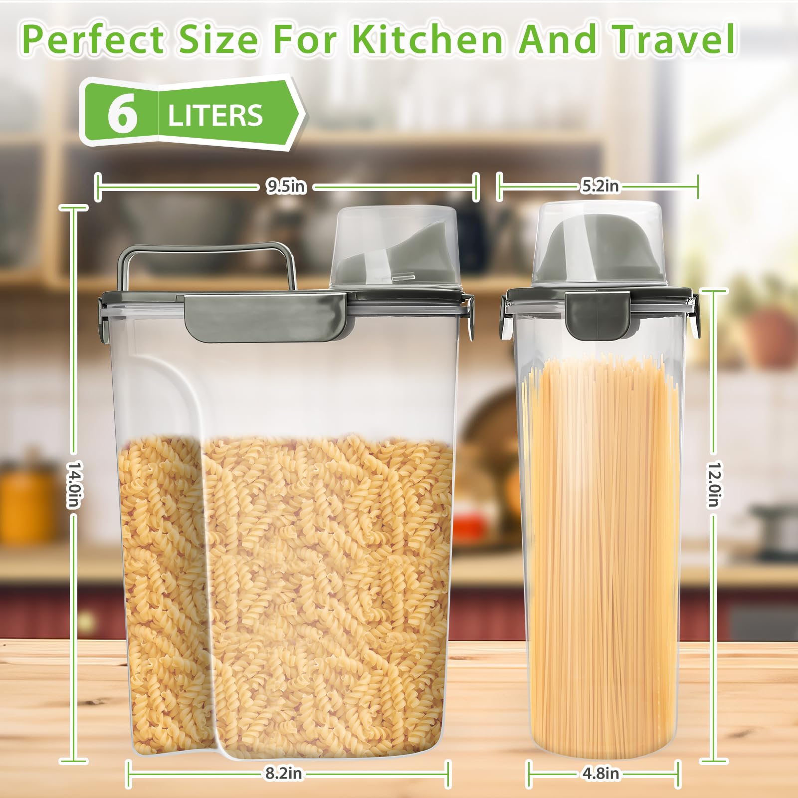 5-10lb Airtight Rice Storage Container - BPA Free Clear Plastic Food Dispenser for Kitchen & Pantry Organization - Ideal for Dry Foods Like Rice, Oatmeal, Cereal, Pasta, Flour - Perfect for Pet Food Storage & Bulk Food Preservation