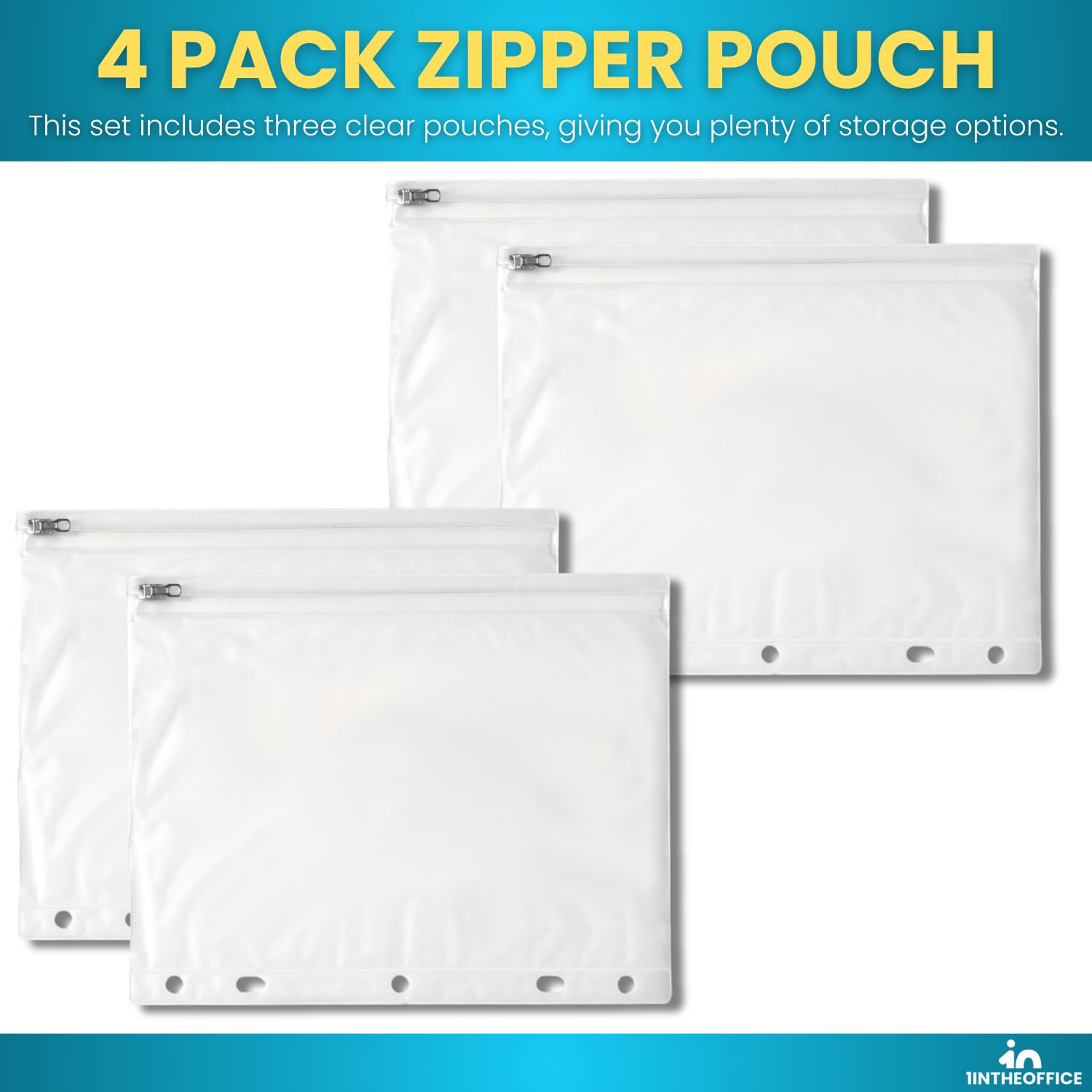 1InTheOffice Clear 3-Ring Binder Pencil Pouch with Zipper - 10