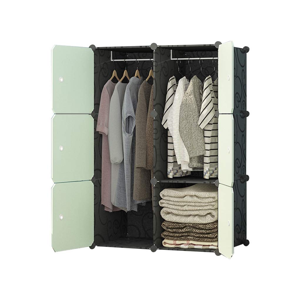 Portable Wardrobe Closet Organizer with Hanging Rod - 76x47x111cm Storage Cabinet for Clothes, Books, Toys & Towels | Space-Saving Green Armoire for Bedroom, Dorm, Apartment & Small Spaces