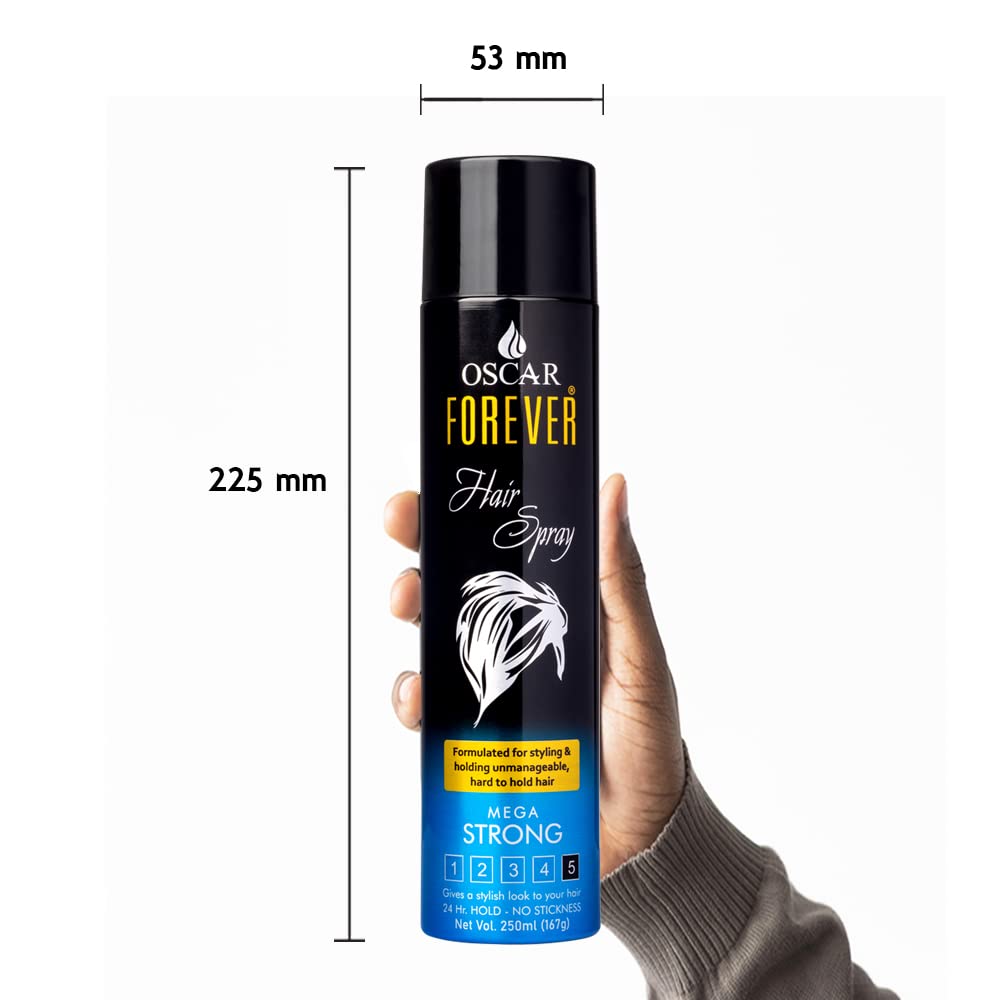 Oscar Forever Hair Spray - Strong Hold Styling Hairspray with Nourishing Formula for Men & Women (250ml) - Perfect for Daily Use, Parties, Weddings & Professional Styling