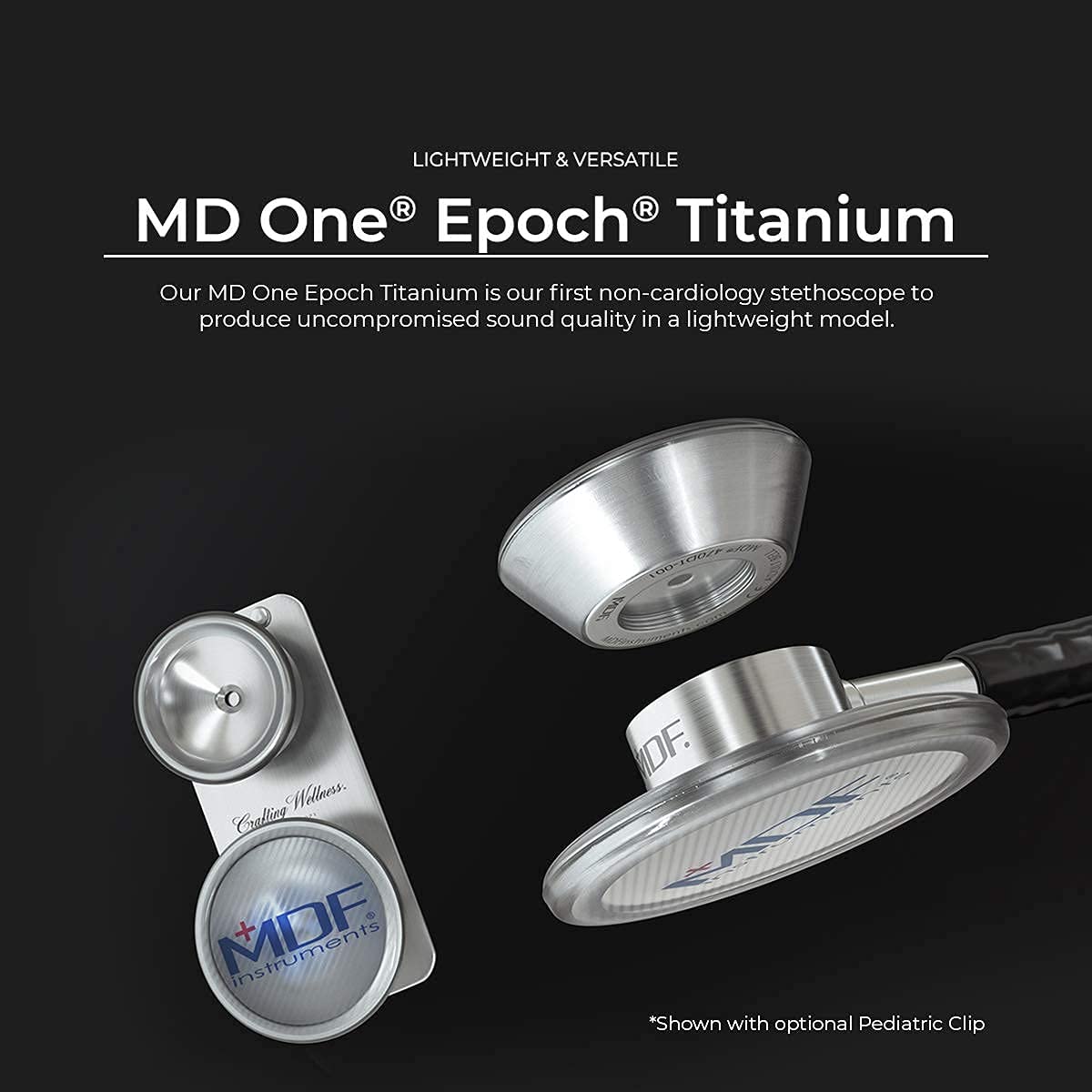 MDF MD One Epoch Lightweight Titanium Stethoscope - Orange Tube, Silver Chestpiece Headset (MDF777T27) with Hard Travel Case & Mesh Pocket - Medium Size (MDFSCM12) - Ideal for Medical Professionals, Nursing Students & Healthcare Workers in Hospitals & Clinics
