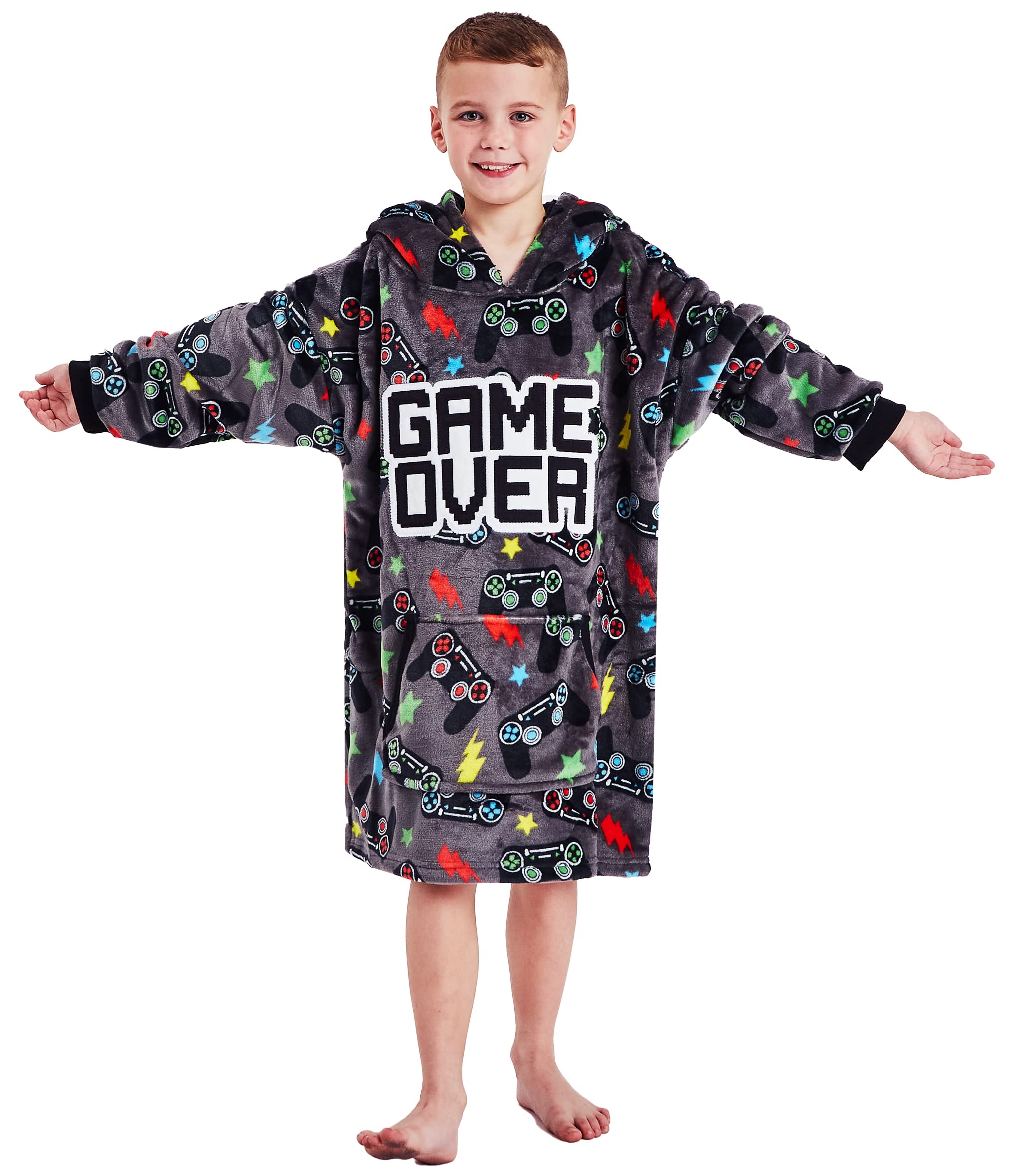 Boys Girls Gamer Gaming Oversized Fleece Hoodie - Soft & Warm Pullover Sweatshirt for Kids & Teens - Perfect for Gaming, School & Outdoor Activities