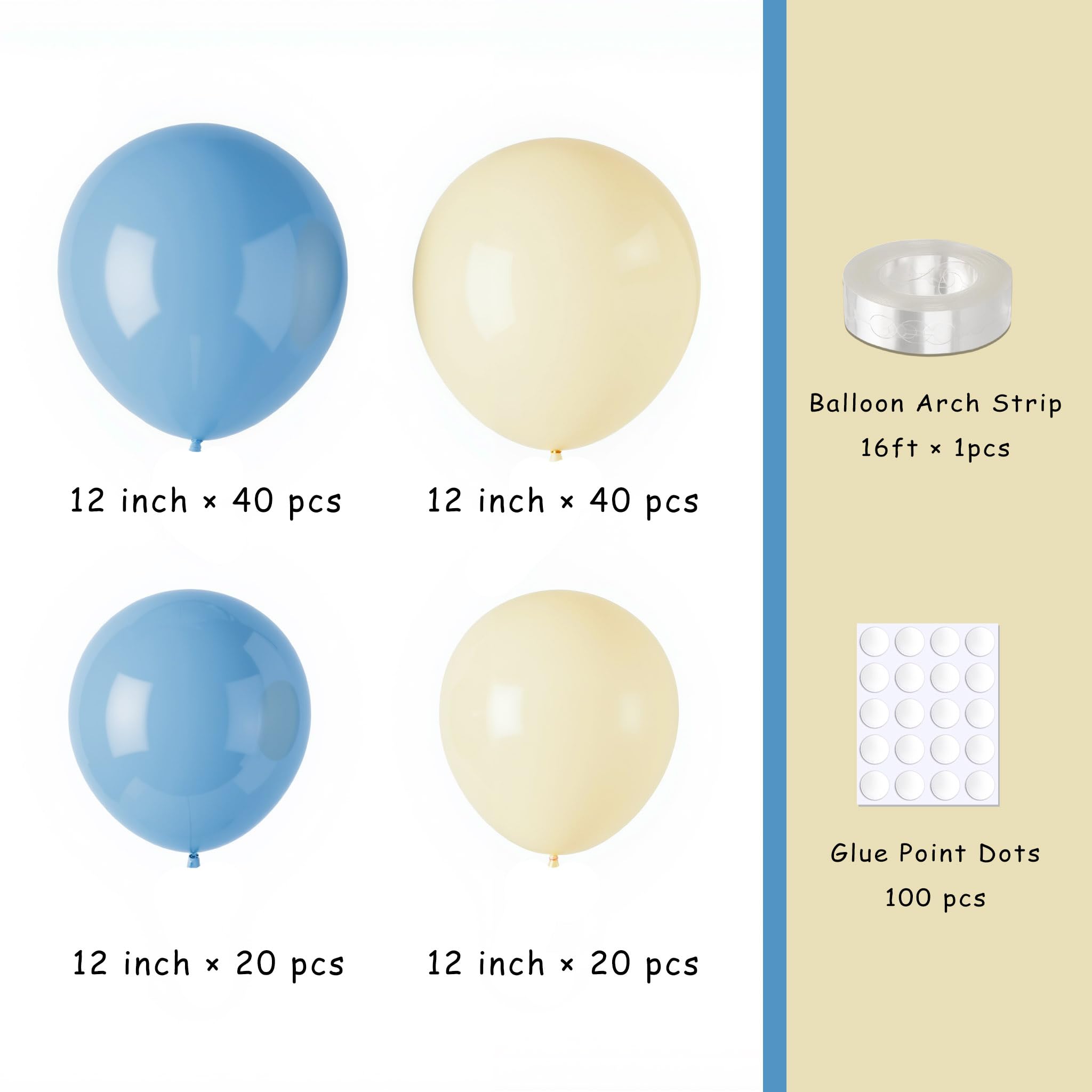 Pastel Balloon Garland Kit - 100 Blue & Yellow Balloons for Baby Shower, Wedding & Party Decor