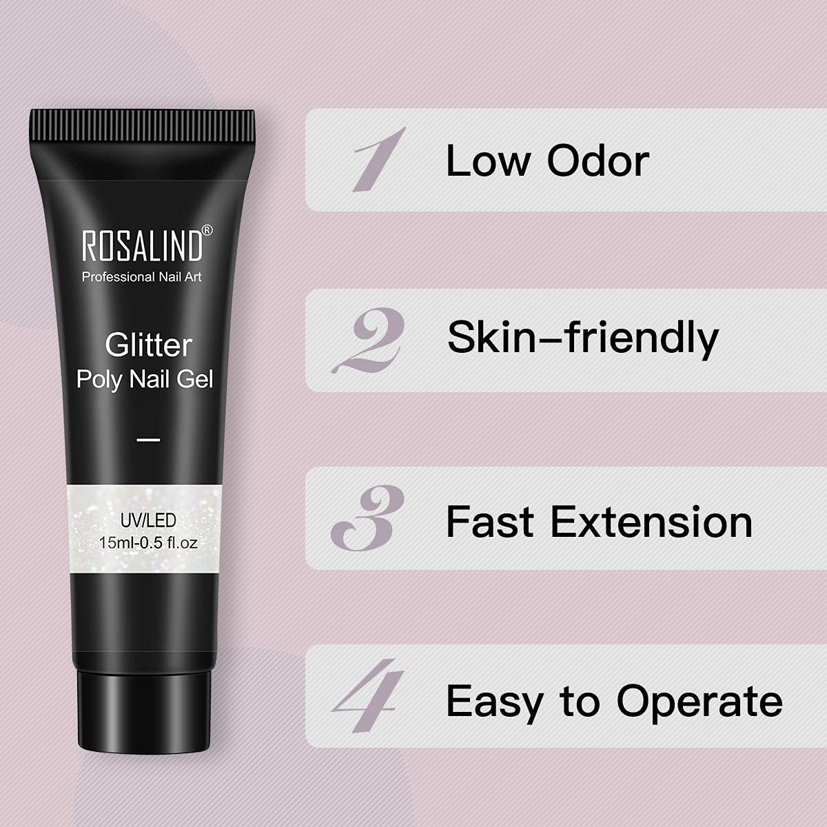 ROSALIND 6-Piece 15ML Semi-Permanent Poly Nail Gel Extension Kit - Professional UV/LED Gel Polish Set for Long-Lasting Manicures | Perfect for Salon, Home Use & Nail Art Designs