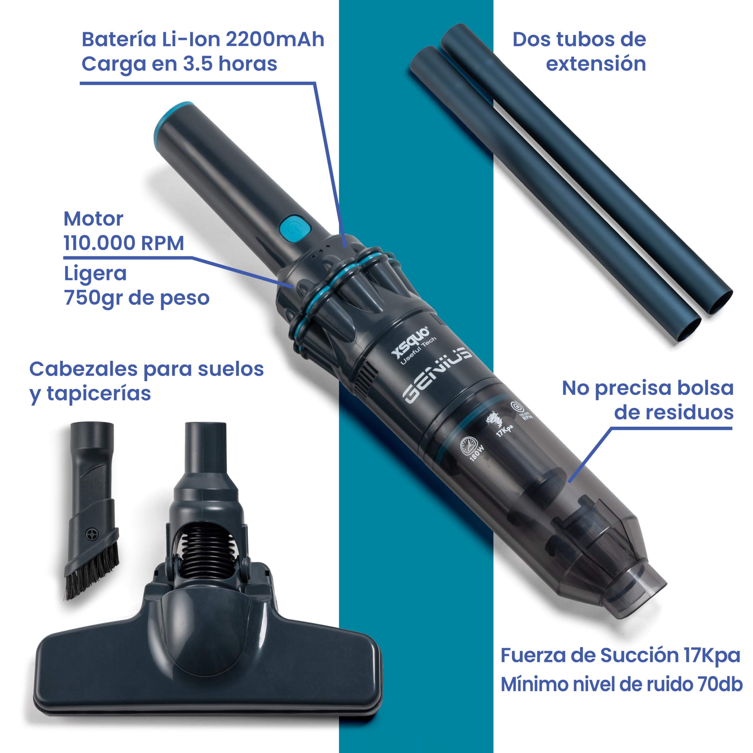 XSQUO Cordless Vacuum Cleaner - Powerful Handheld Tech for Home & Car Cleaning