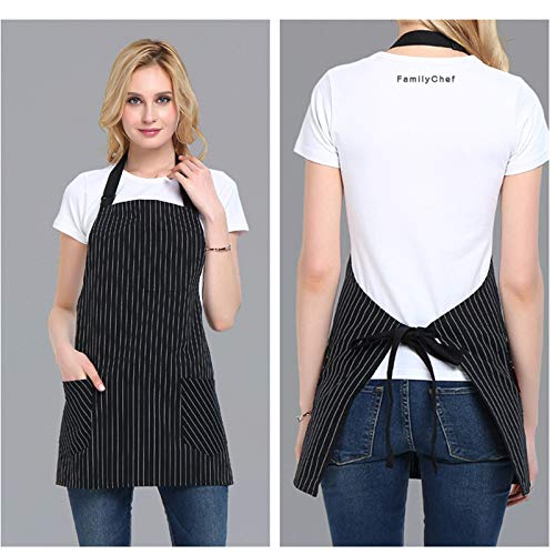 Somotersea Adjustable Bib Kitchen Apron with Pockets - Pinstripe Design for Cooking, Baking & Grilling - Perfect for Chefs, Home Cooks & BBQ Enthusiasts