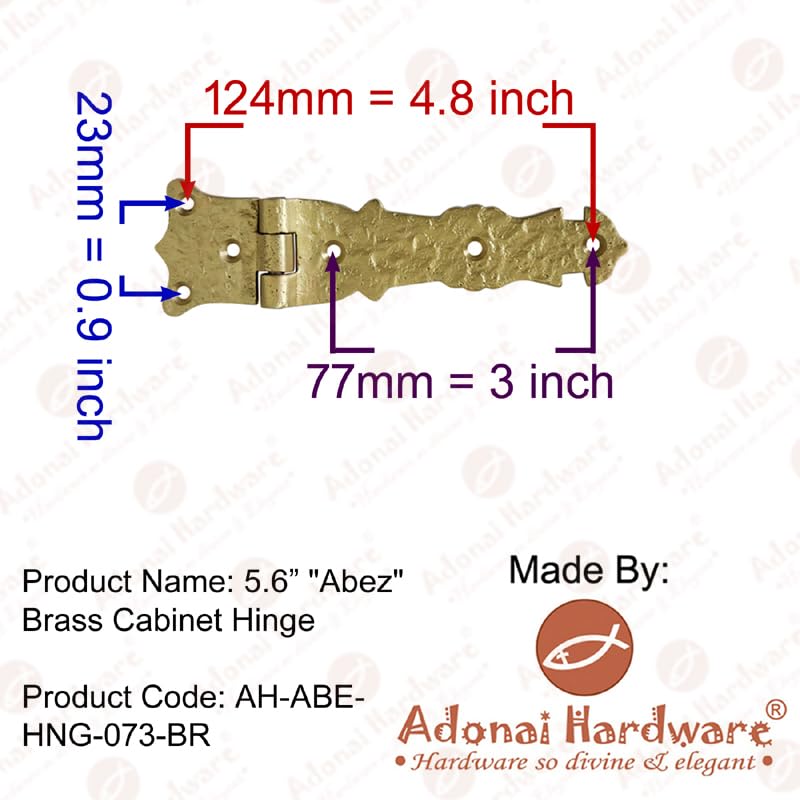 Adonai Hardware Abez Antique Cast Iron Cabinet Hinges - 12 Pack (5.6 Inch, Antique Brass Finish) - Perfect for Vintage Kitchen Cabinets, Furniture Restoration & DIY Projects
