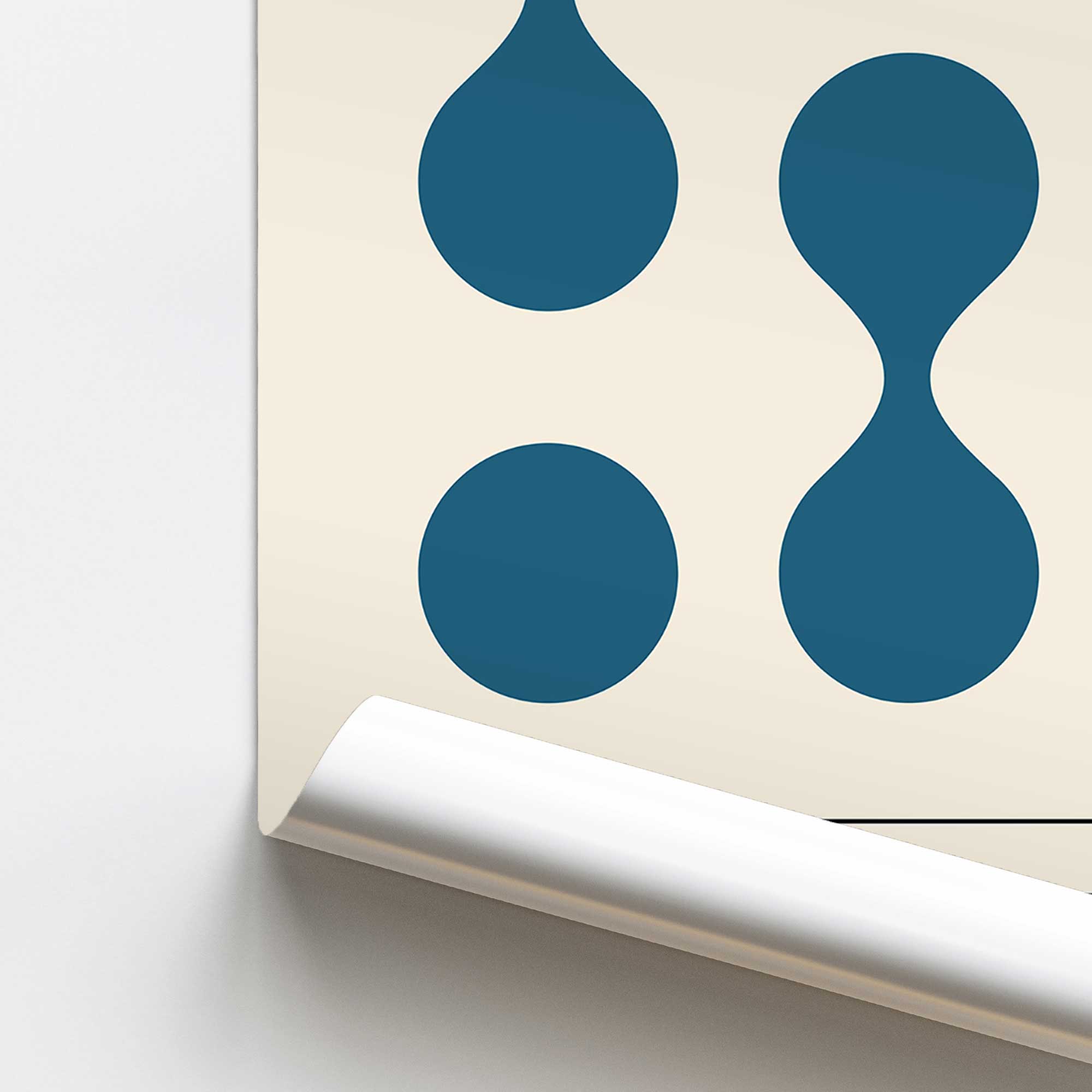 Curved Blue Bauhaus Flow Promotional Rolled Print - Modern Abstract Wall Art for Home & Office Decor | Perfect for Living Rooms, Bedrooms & Workspaces