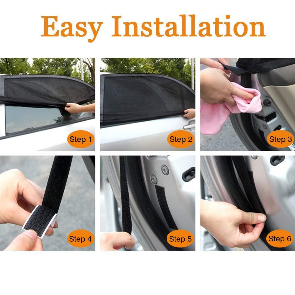 ANKIA 2 Pack Static Cling Car Window Shades for Front & Rear - UV Protection Polyester Mesh Sun Shades for Baby & Kids - Perfect for Road Trips, Summer Driving & Family Travel
