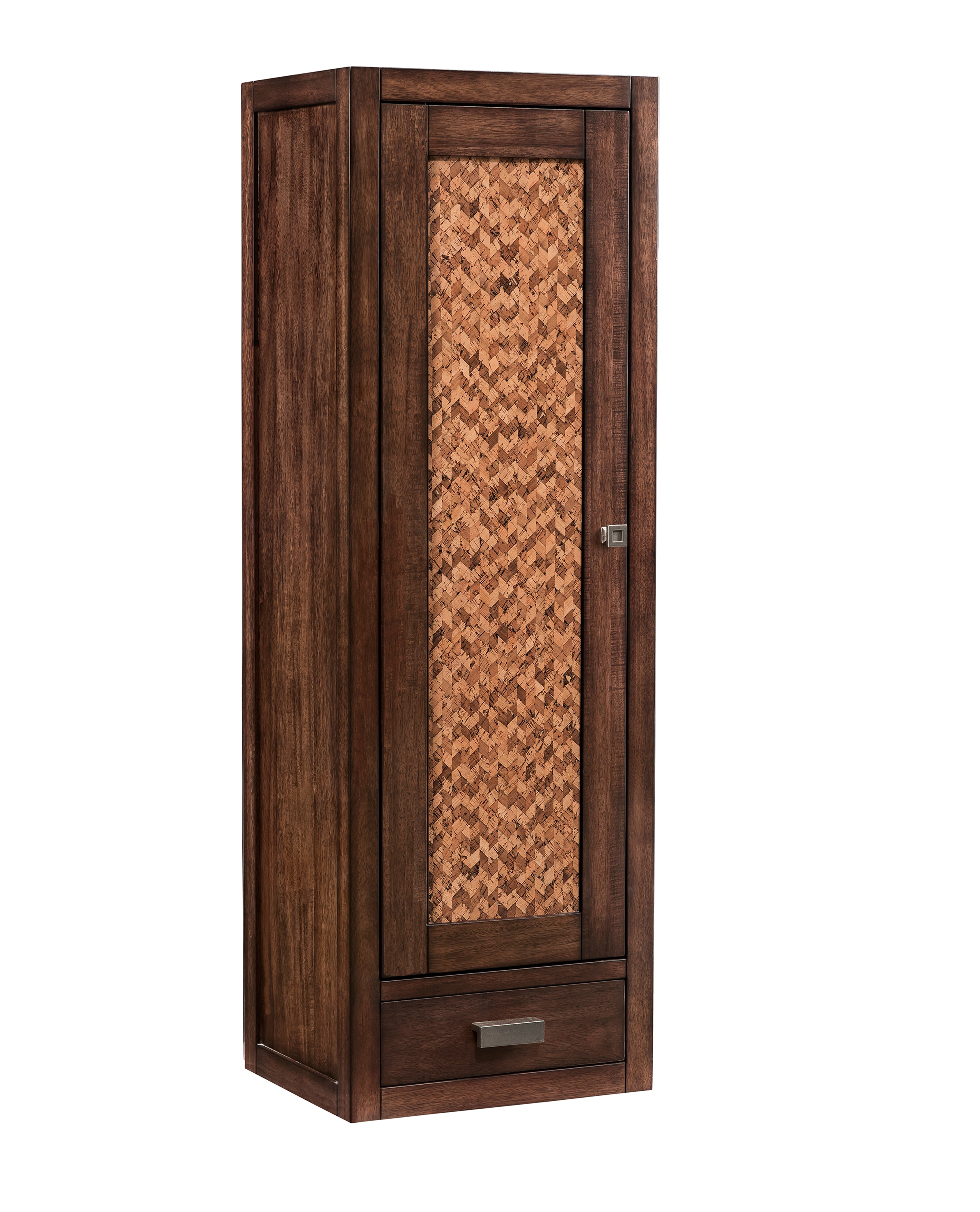 Addison 12-Inch Depth Petite Tower Hutch - Left Side, Mid-Century Modern Acacia Wood Bookcase for Small Spaces | Perfect for Home Office, Living Room & Bedroom Storage