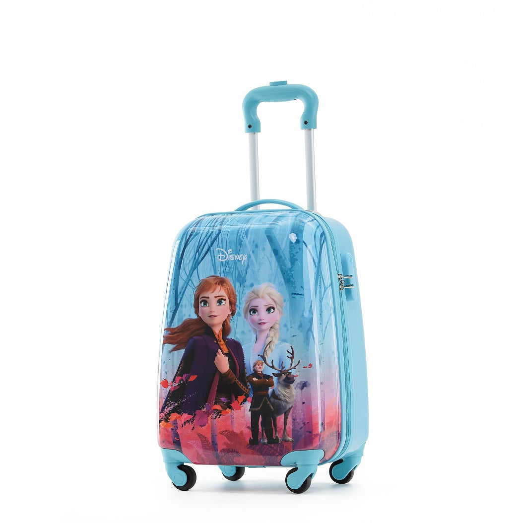 Disney Frozen DIS167 17-Inch Small 4-Wheel Hard Suitcase for Kids - Lightweight Blue Carry-On Luggage for Travel, School & Vacation
