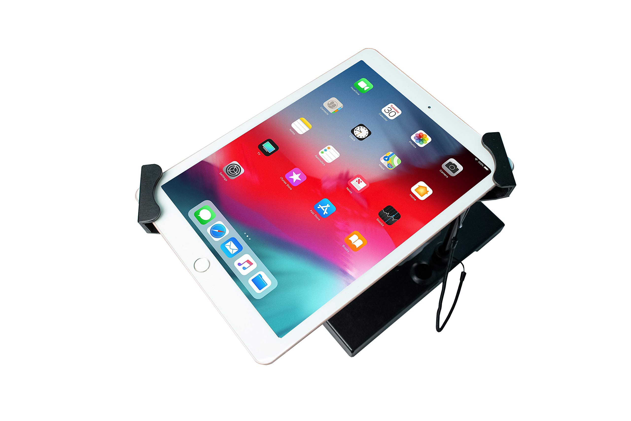 Foldable Tablet Security Stand - Universal Locking Enclosure with Steel Cable for 7-14 Inch iPads & Tablets | Anti-Theft Display Stand for Retail Stores, Restaurants & Public Spaces (PAD-FTSU)