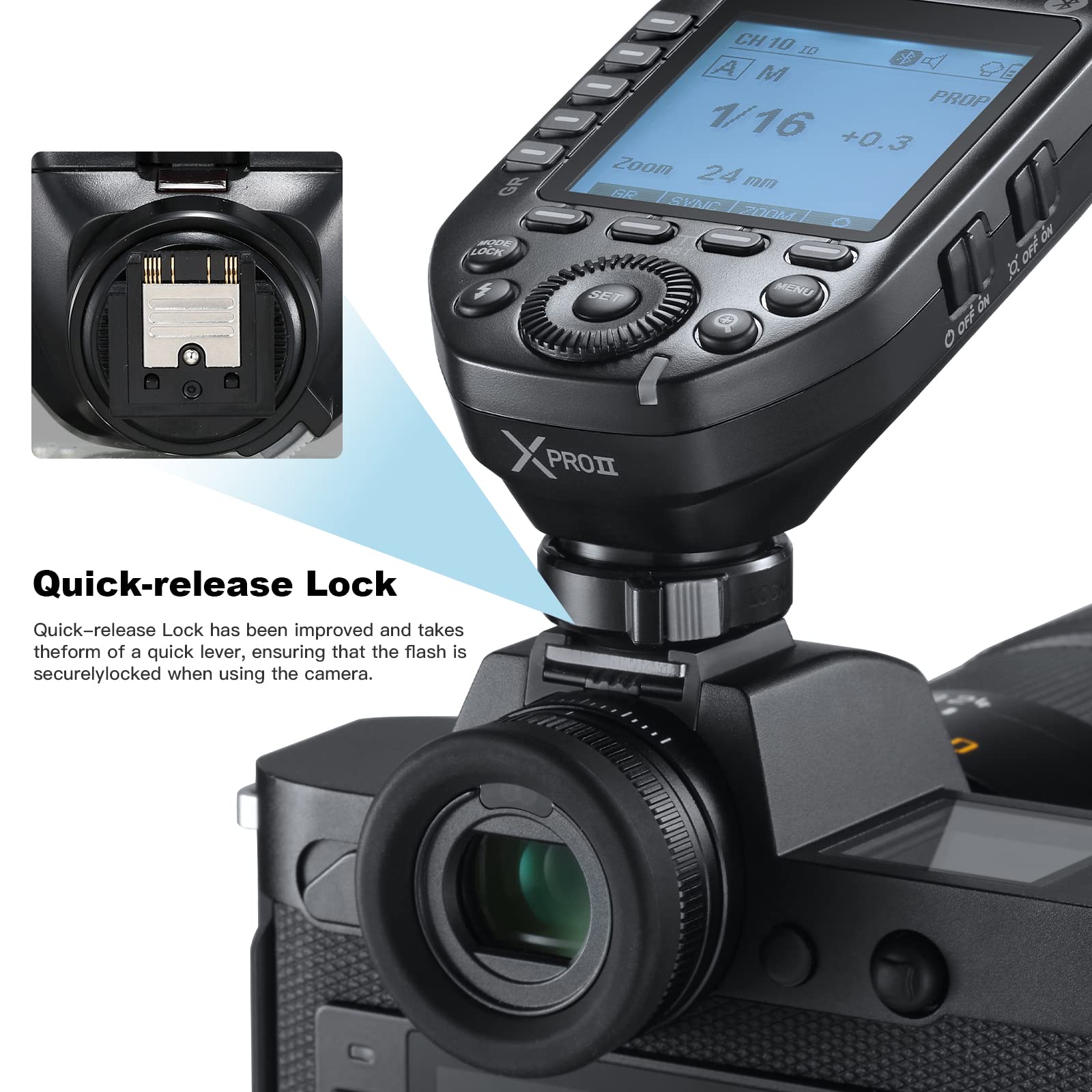 Godox XProII-S TTL Wireless Flash Trigger Transmitter for Sony Cameras - 2.4G HSS up to 1/8000s, Bluetooth Control, Hotshoe Lock, 16 Groups & 32 Channels - Perfect for Studio Photography, Wedding & Event Shooting